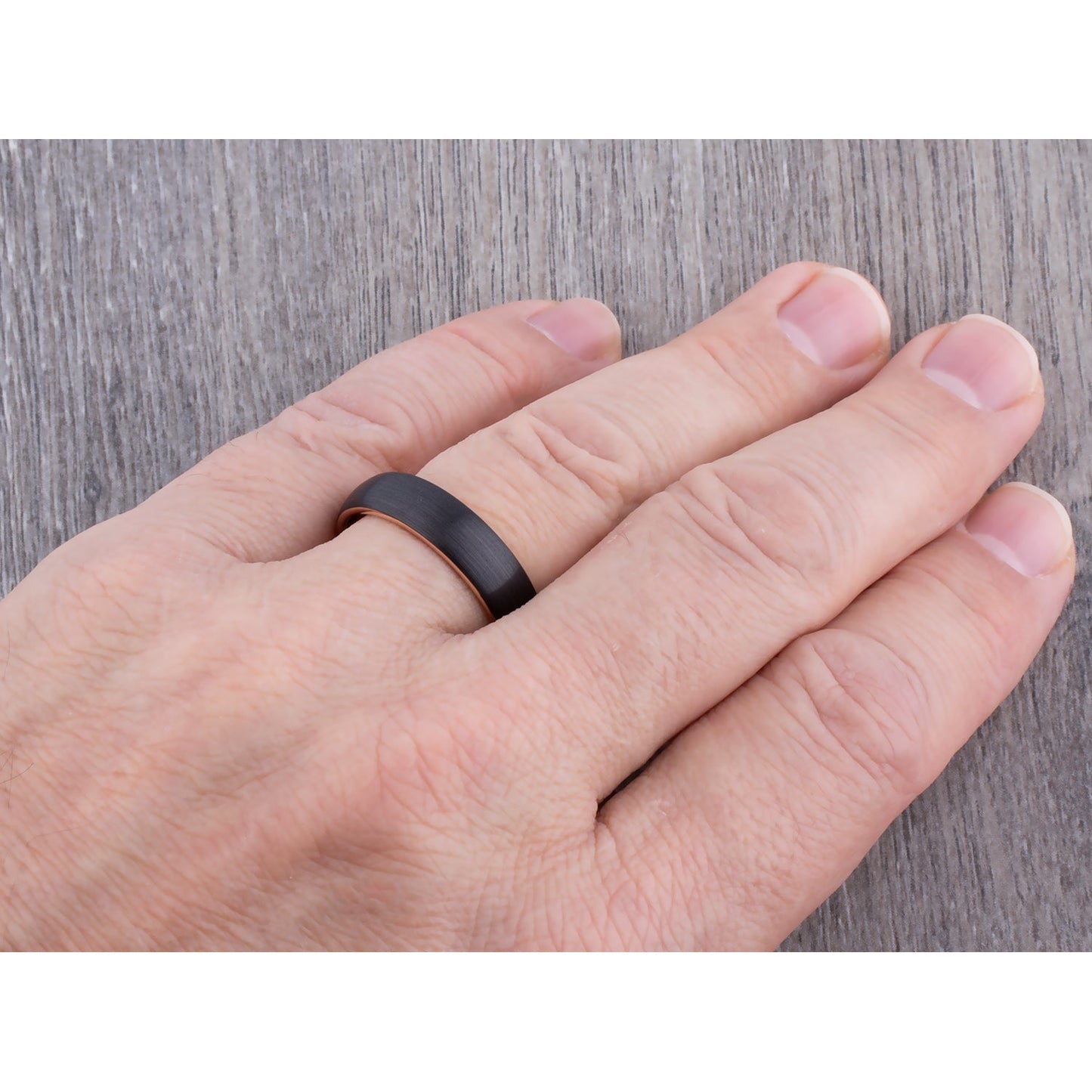 Black and Rose Gold Tungsten Ring 6mm - TCR138 rose gold men’s wedding or engagement band or anniversary ring for him