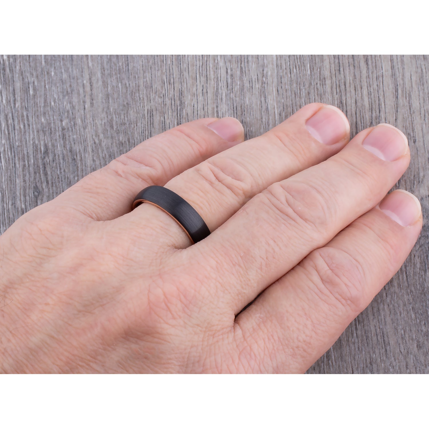 Black and Rose Gold Tungsten Ring 6mm - TCR138 rose gold men’s wedding or engagement band or anniversary ring for him