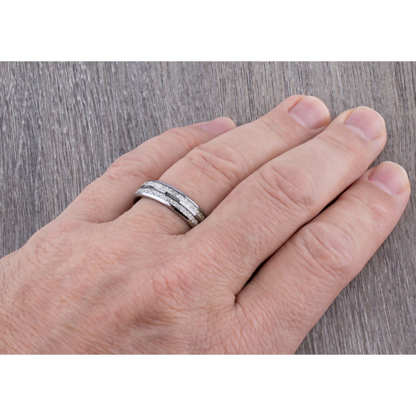  Tungsten Ring with Man Made Meteorite - 6mm Width