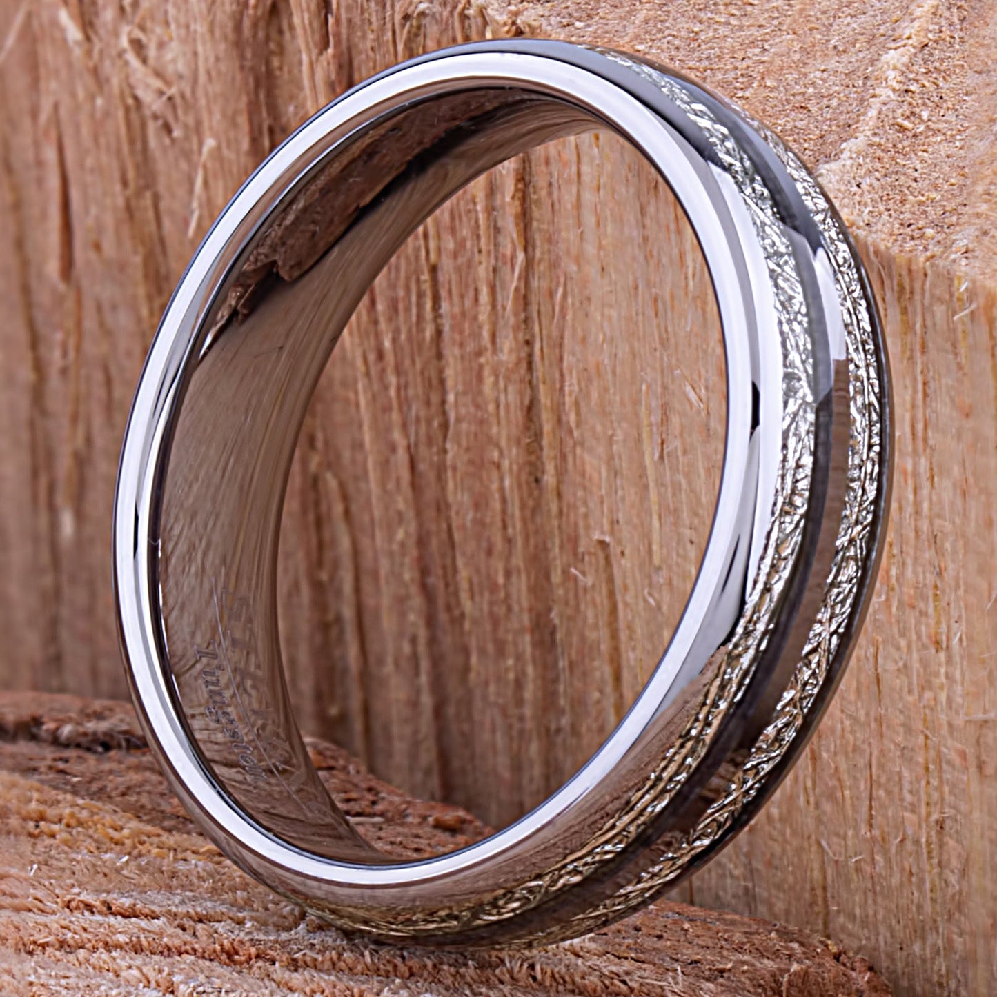  Tungsten Ring with Man Made Meteorite - 6mm Width