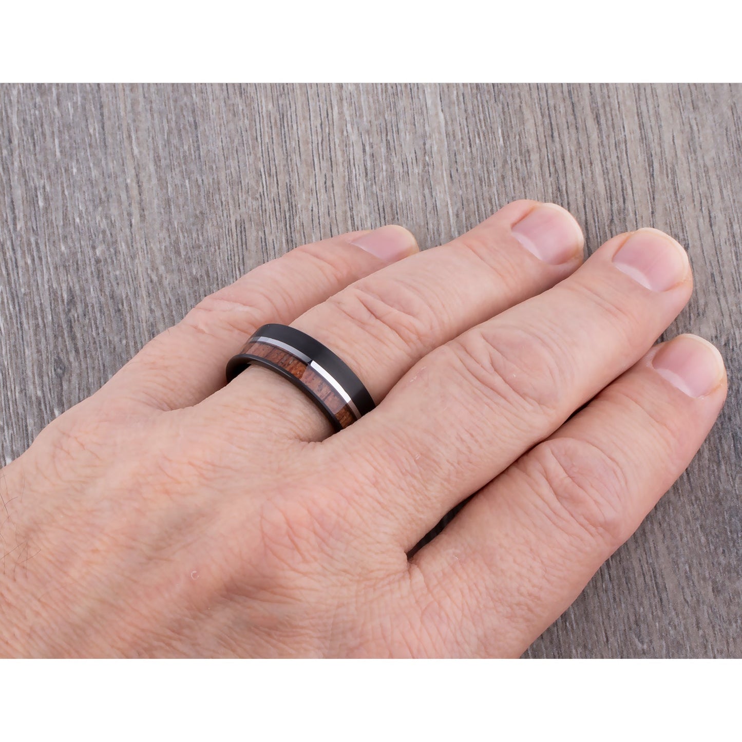 Black Tungsten Ring with Padauk Wood 8mm - TCR145 black and wood men’s wedding or engagement band or promise ring