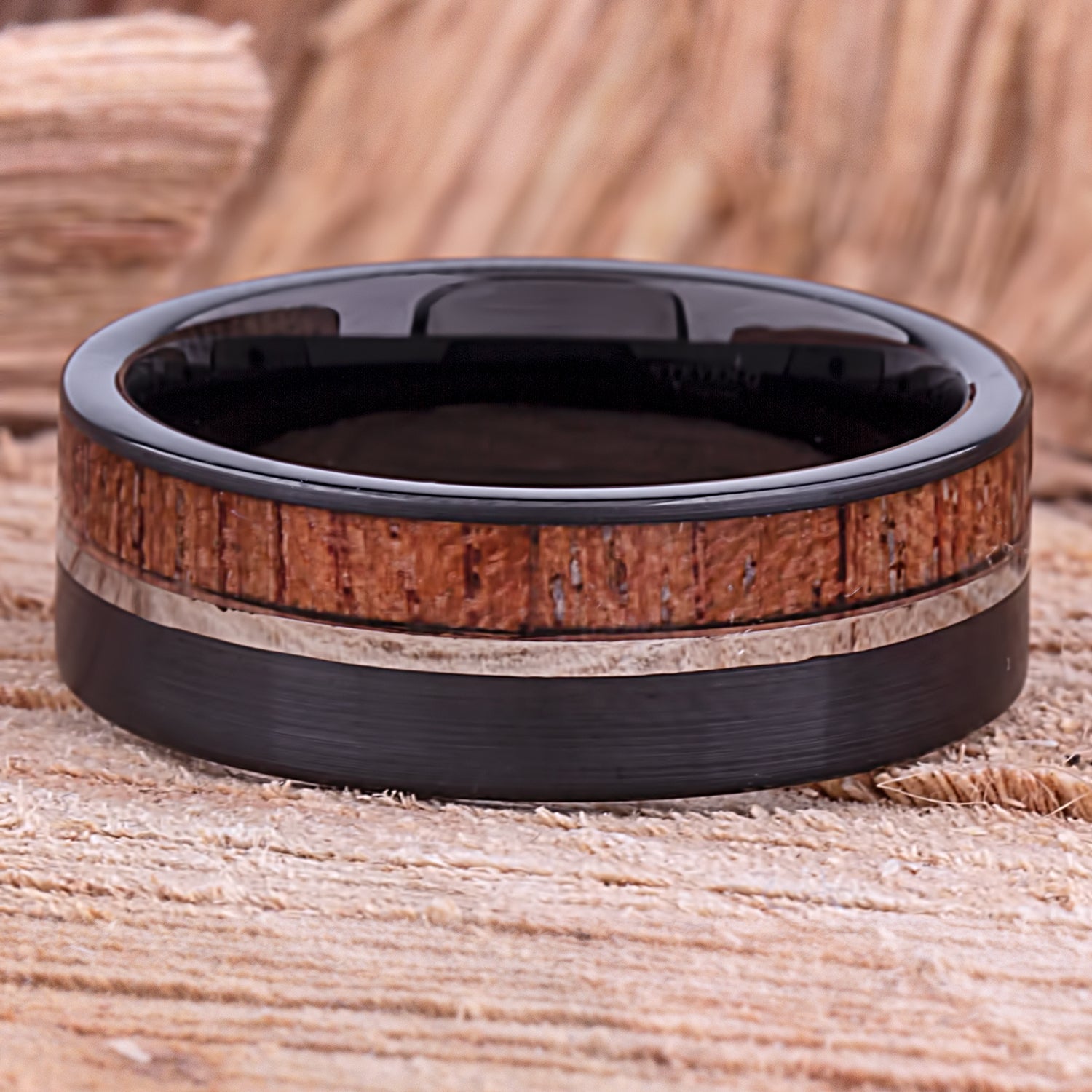 Black Tungsten Ring with Padauk Wood 8mm - TCR145 black and wood men’s wedding or engagement band or promise ring