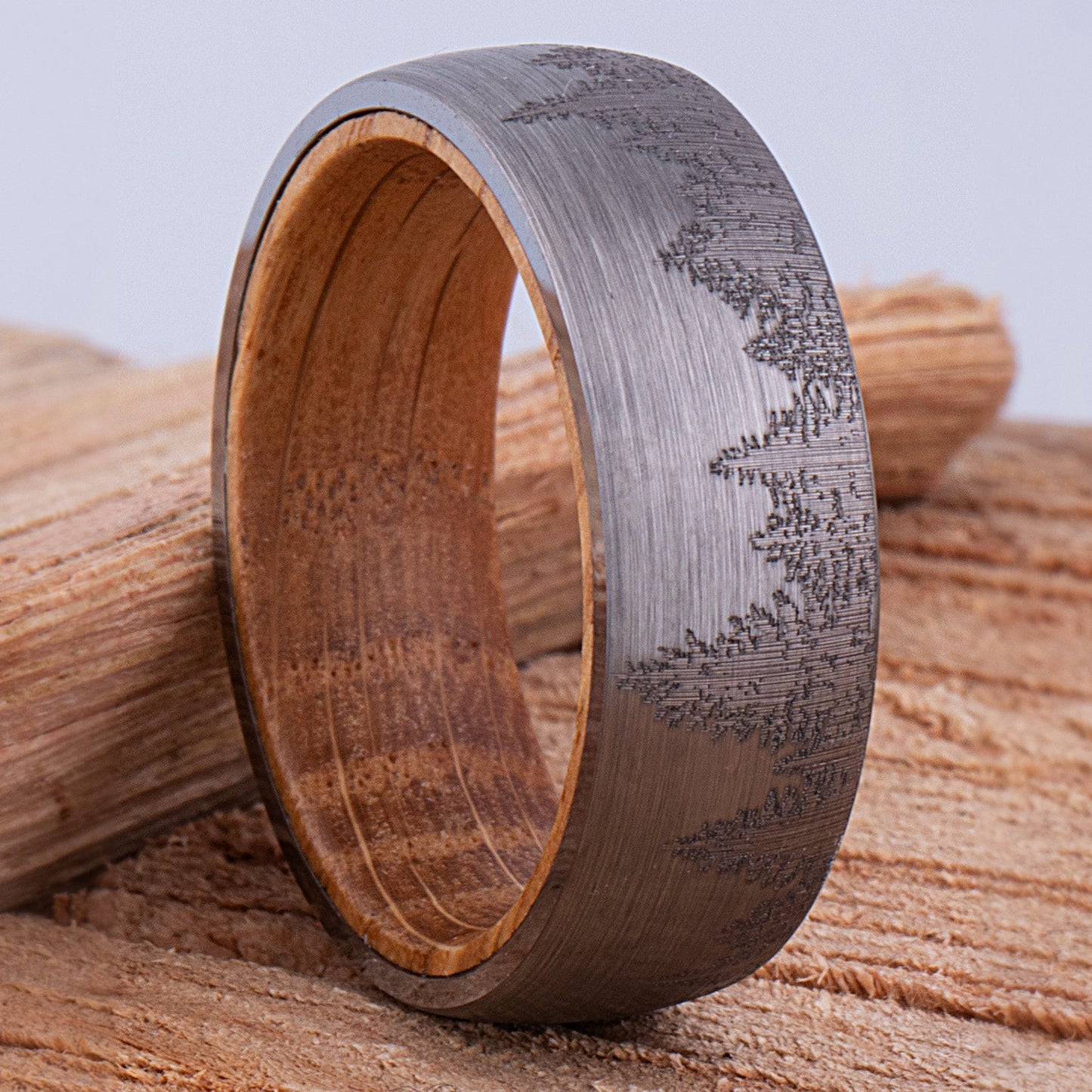 Tungsten Ring with Whisky Barrel 8mm - TCR149 wood men’s wedding or engagement band or promise ring for boyfriend