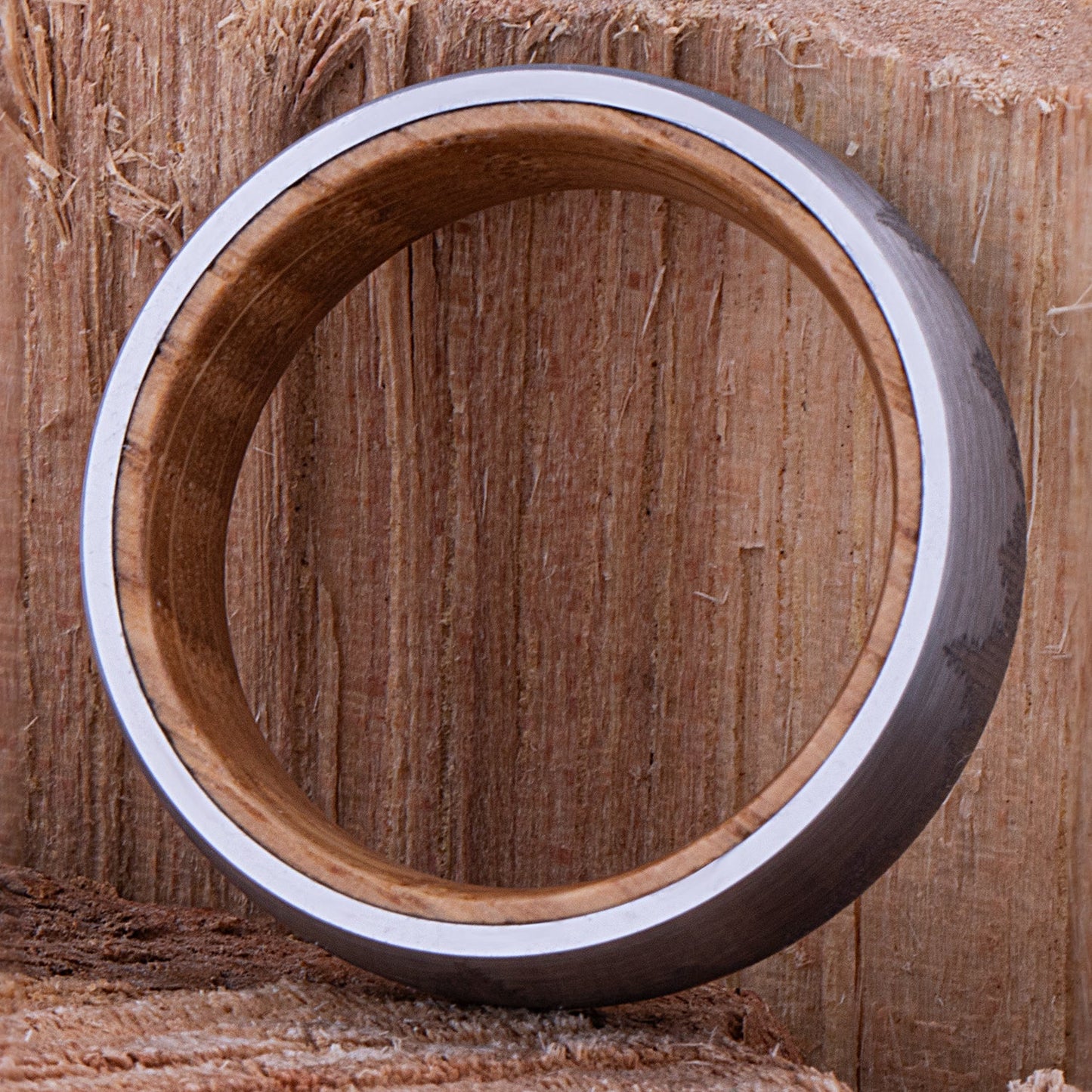 Tungsten Ring with Whisky Barrel 8mm - TCR149 wood men’s wedding or engagement band or promise ring for boyfriend