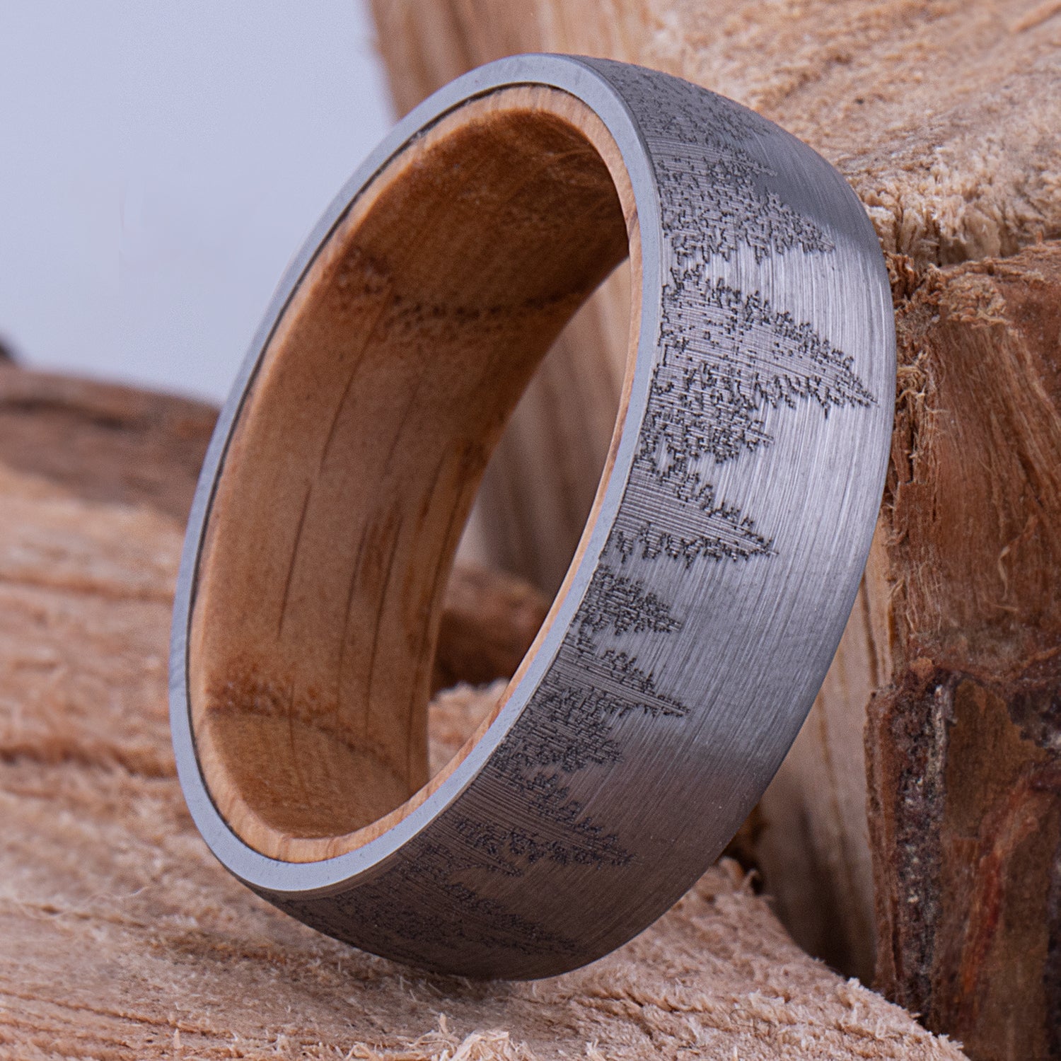 Tungsten Ring with Whisky Barrel 8mm - TCR149 wood men’s wedding or engagement band or promise ring for boyfriend