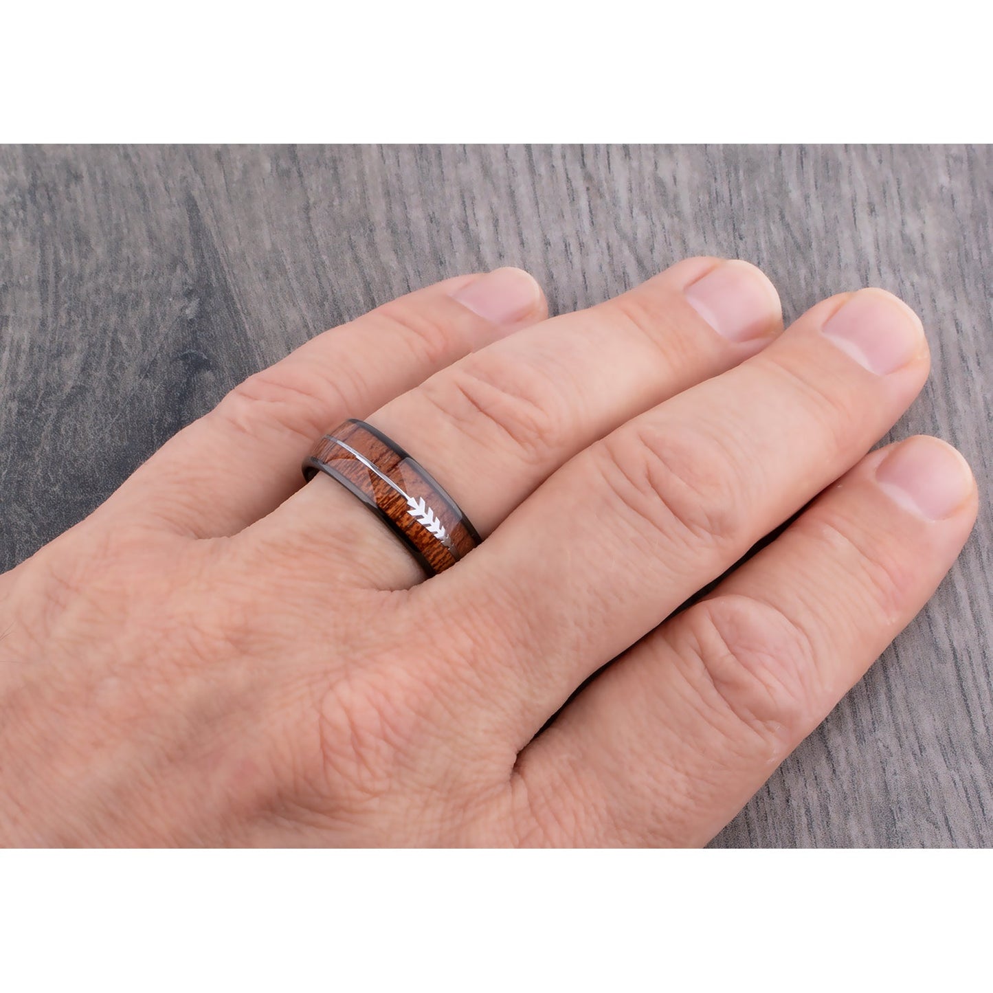  Tungsten Ring with Natural Padauk & Crateva Nurvala Wood Inlay - 8mm Width