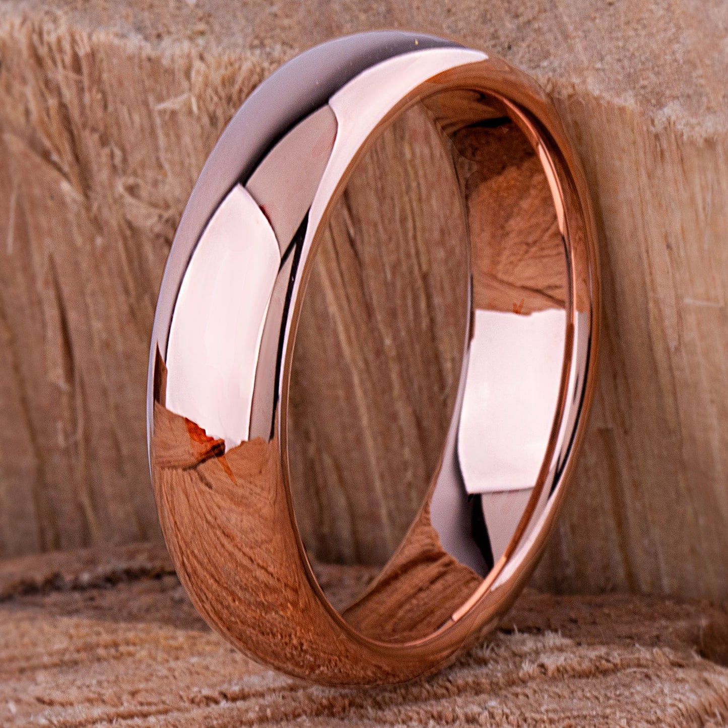  Tungsten Ring with Rose Gold - 6mm Width