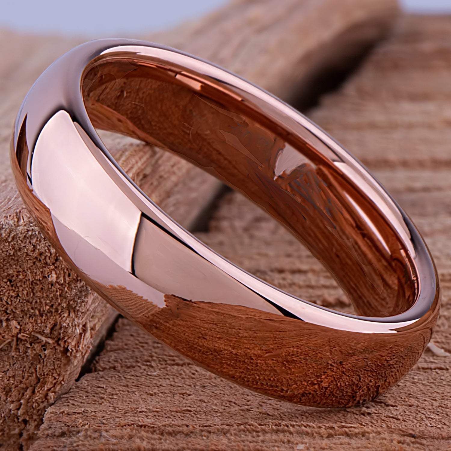  Tungsten Ring with Rose Gold - 6mm Width
