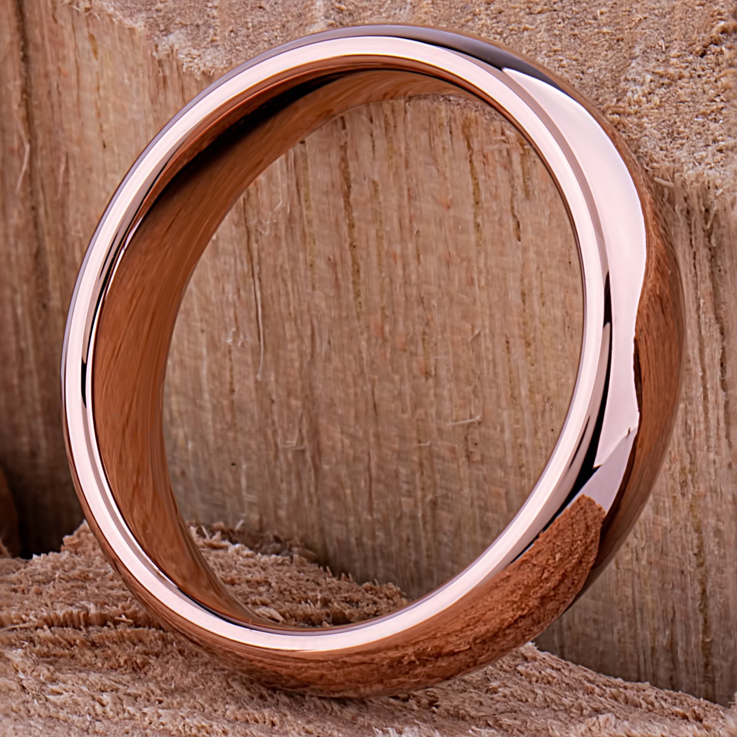  Tungsten Ring with Rose Gold - 6mm Width