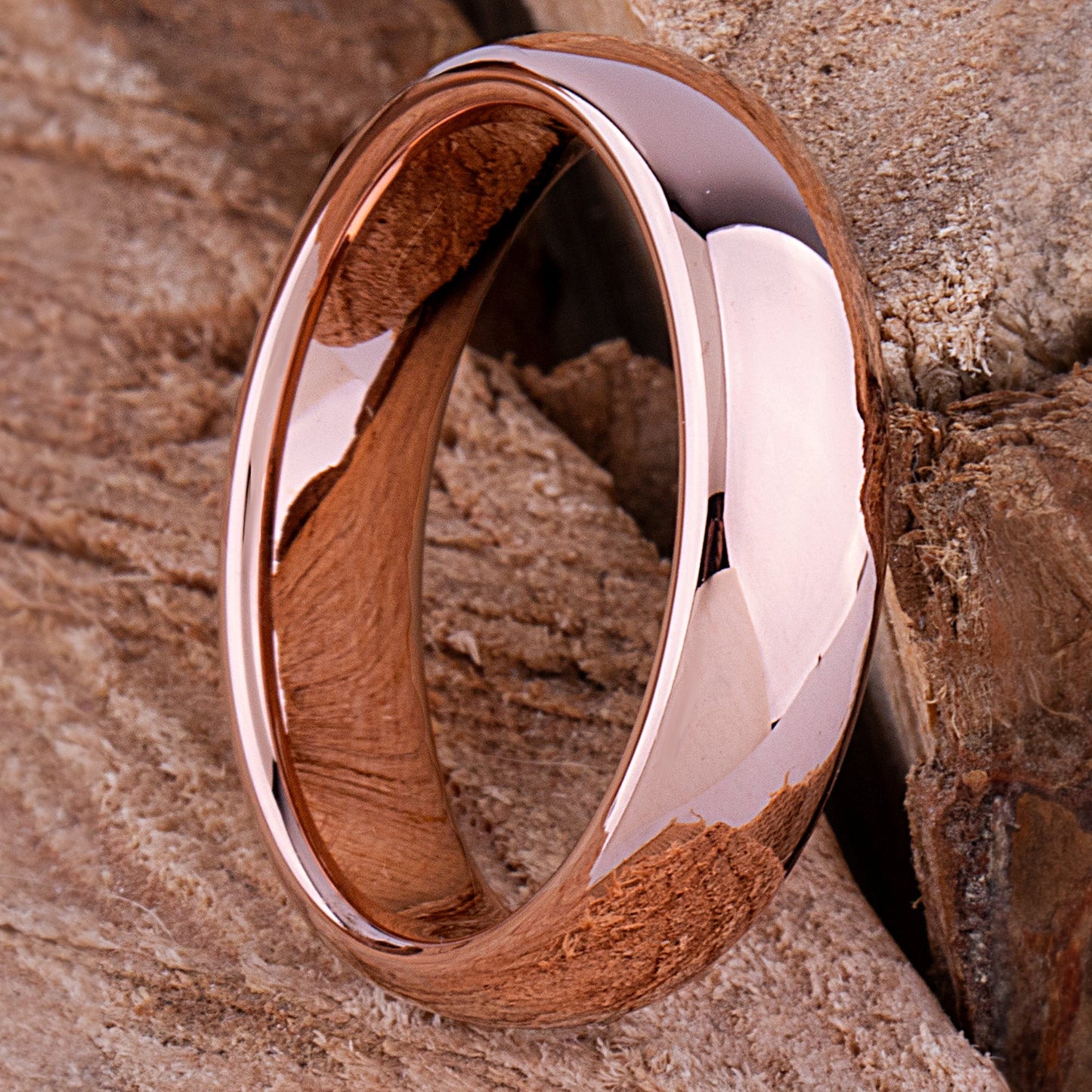  Tungsten Ring with Rose Gold - 6mm Width