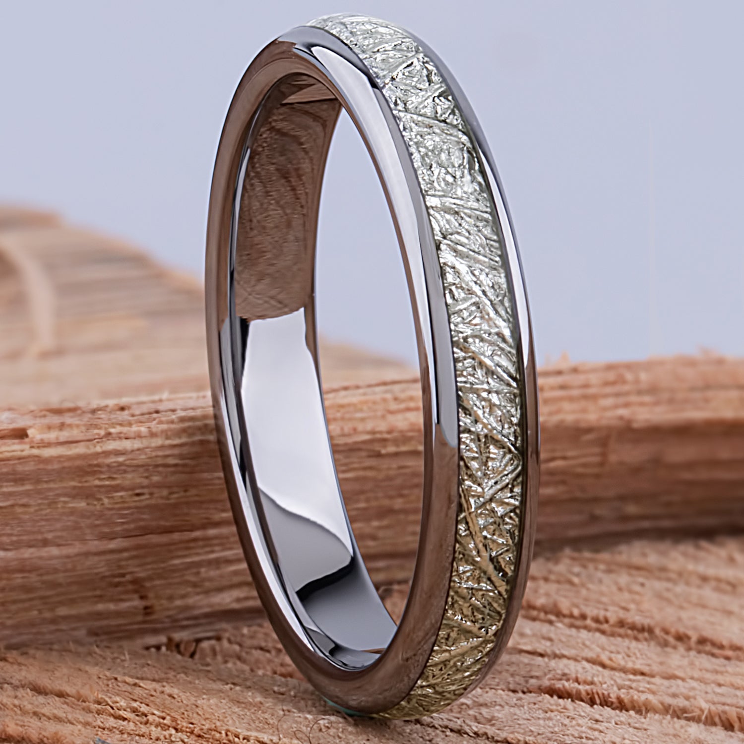 Tungsten Ring with Man-Made Meteorite - 4mm Width