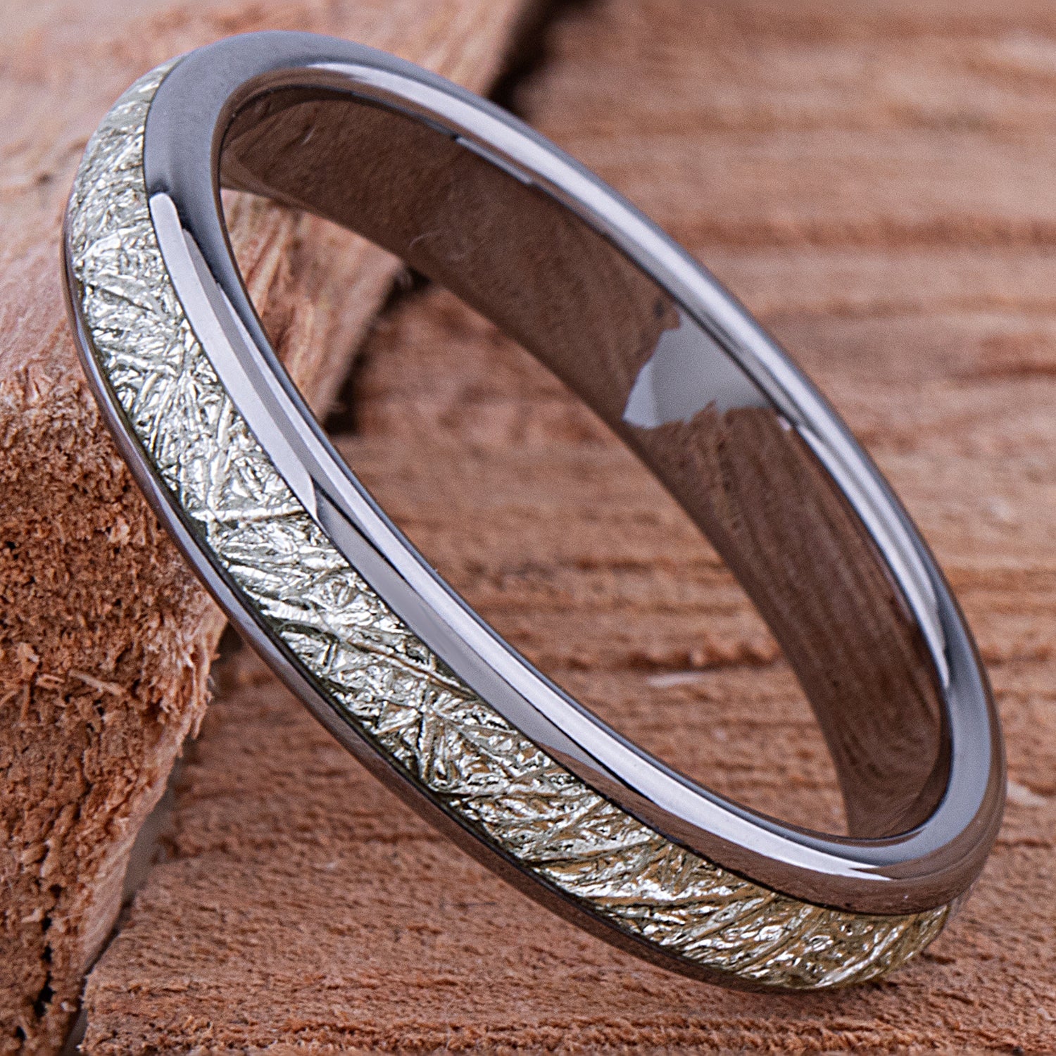 Tungsten Ring with Man-Made Meteorite - 4mm Width