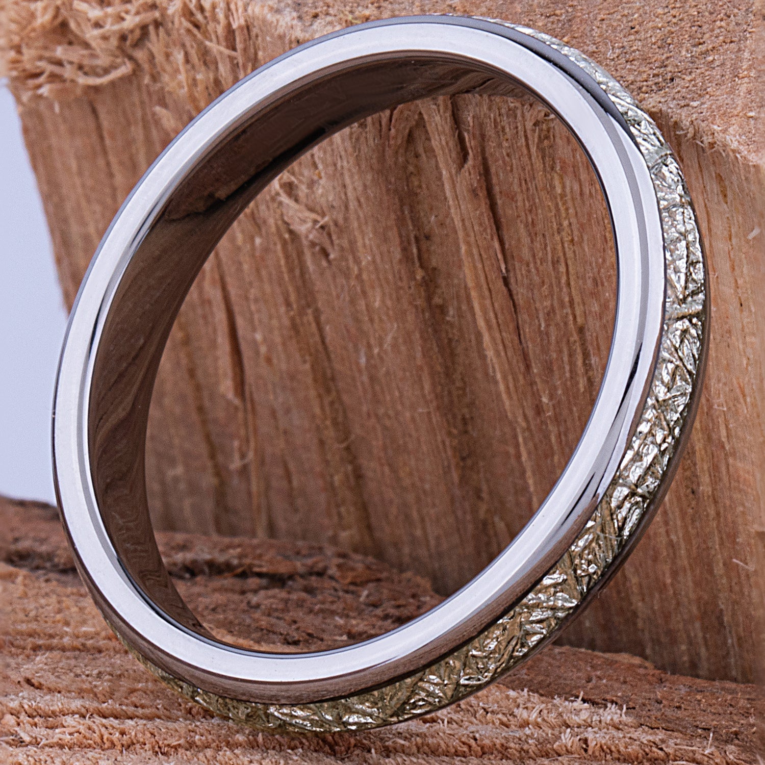 Tungsten Ring with Man-Made Meteorite - 4mm Width