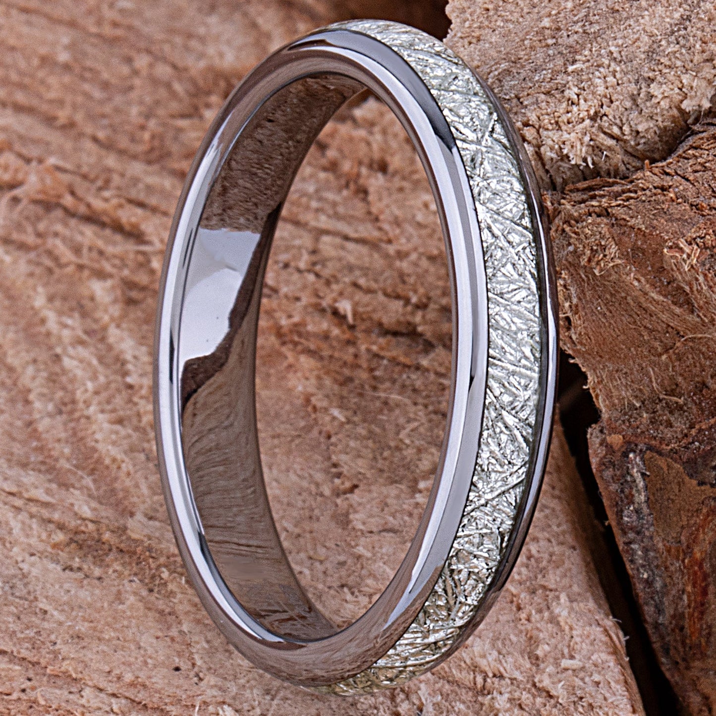 Tungsten Ring with Man-Made Meteorite - 4mm Width