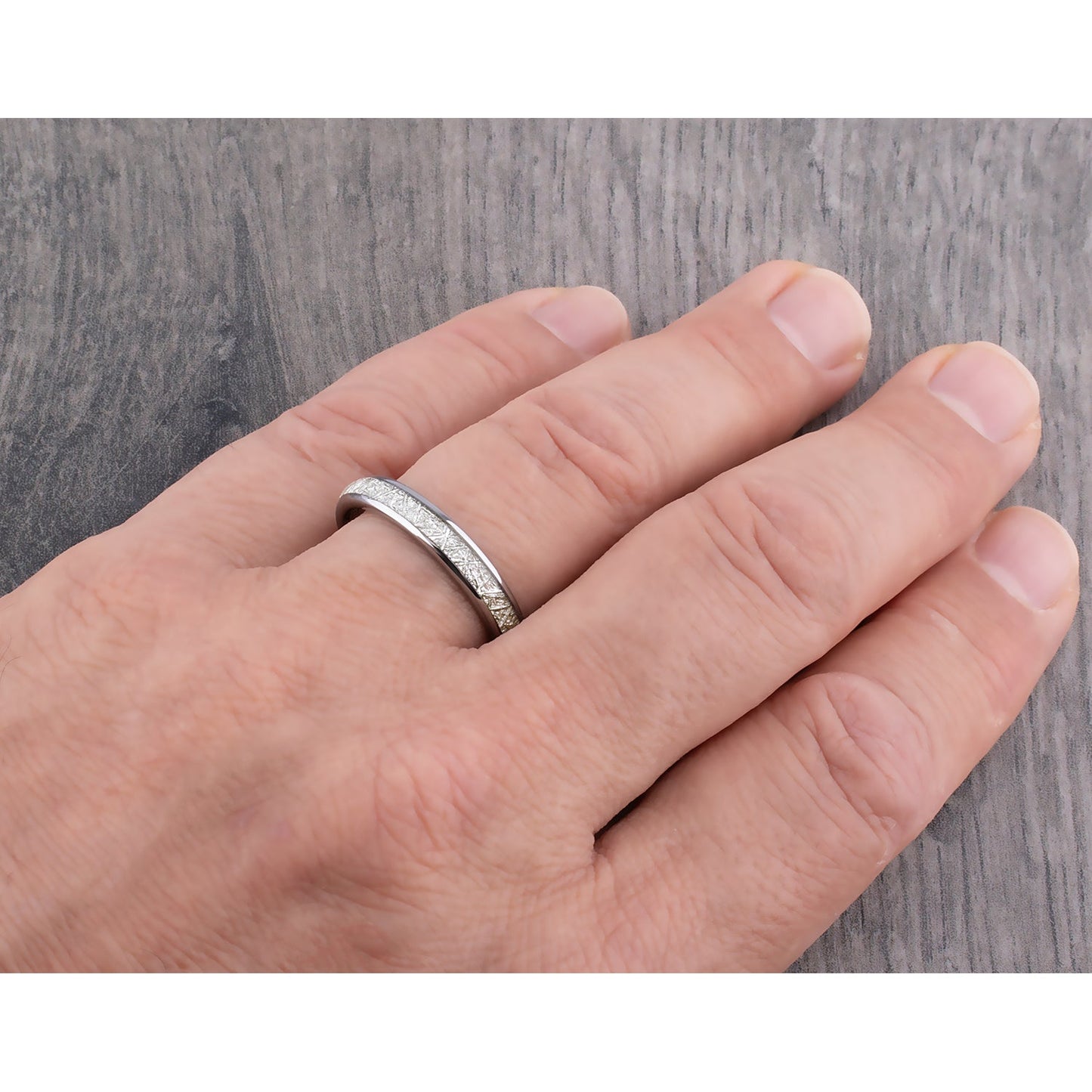 Tungsten Ring with Man-Made Meteorite - 4mm Width