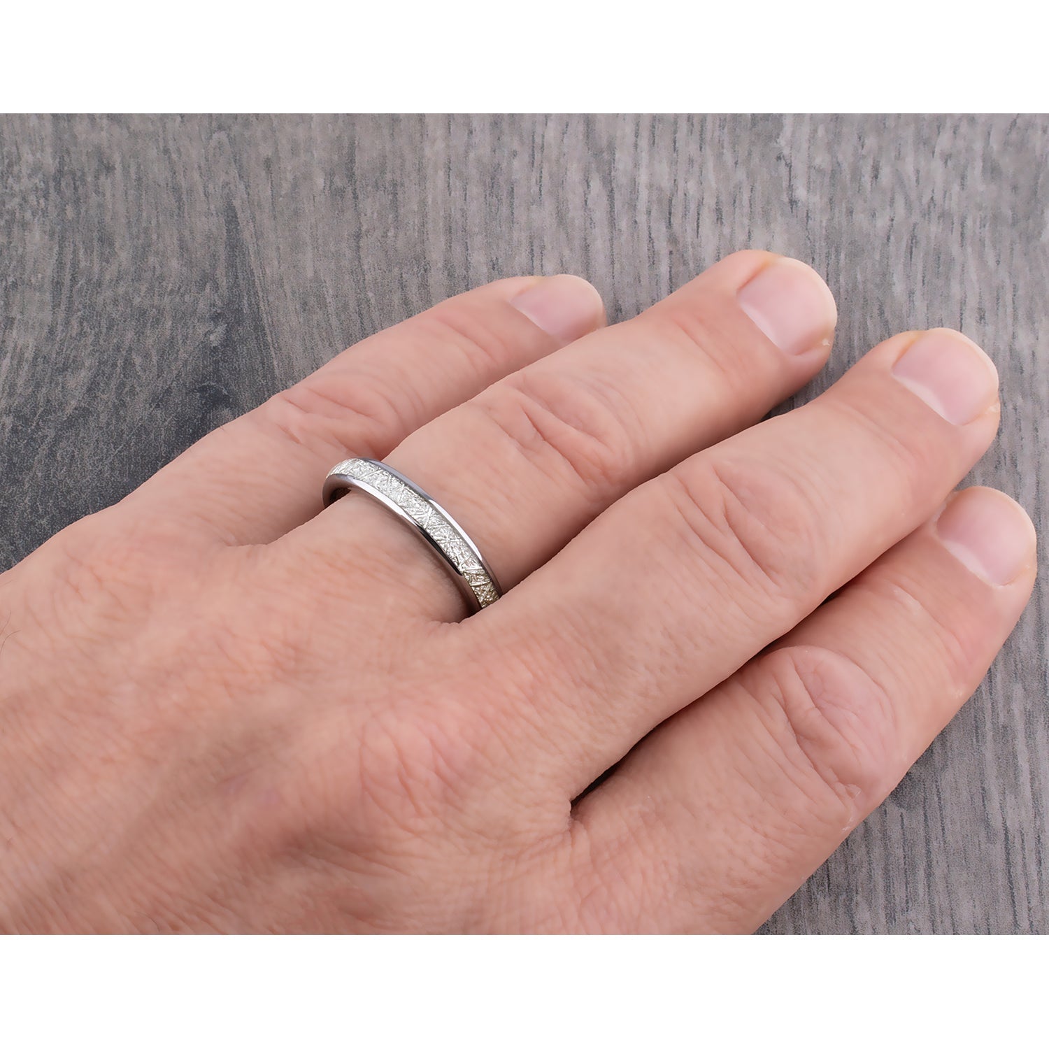 Tungsten Ring with Man-Made Meteorite - 4mm Width