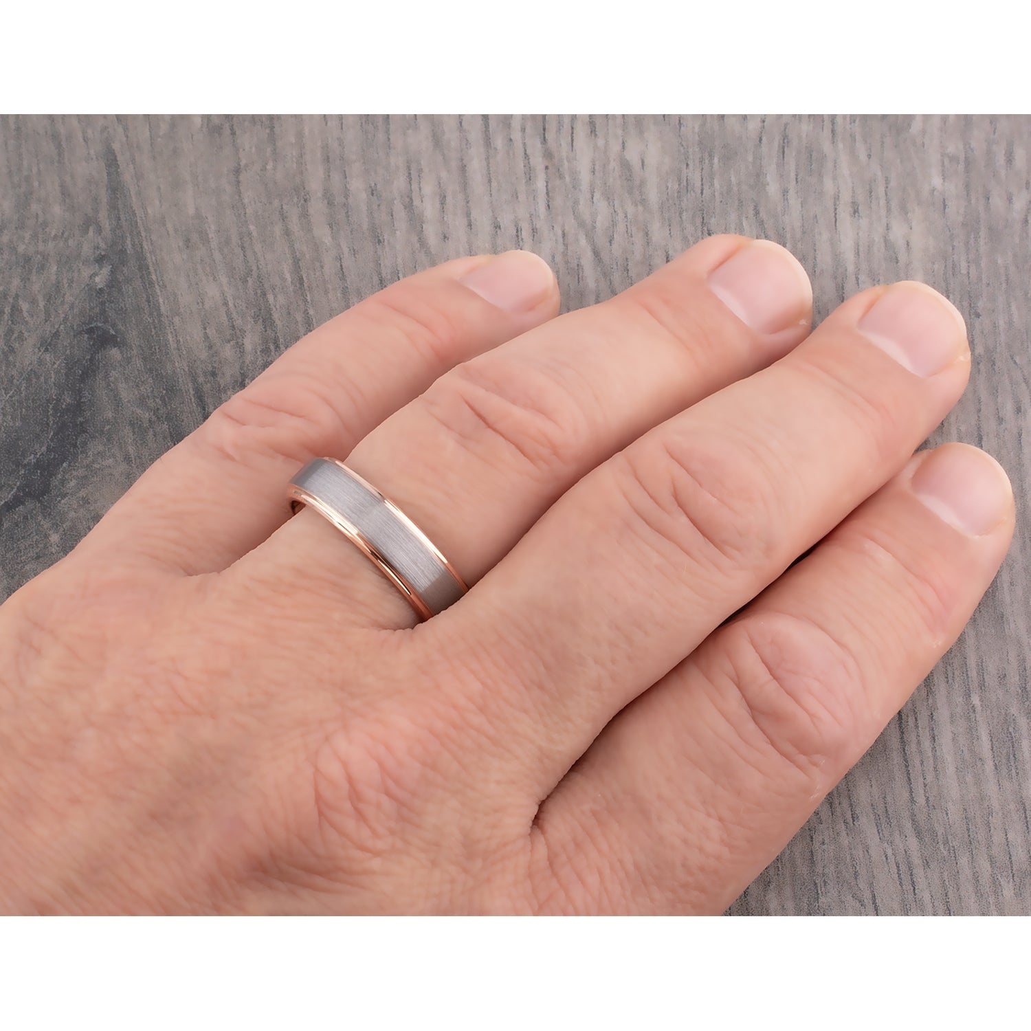 Tungsten Wedding Band or Engagement Ring 6mm with Rose Gold Plating, Promise Ring For Boyfriend or Girlfriend, Unique Unisex Tungsten Ring