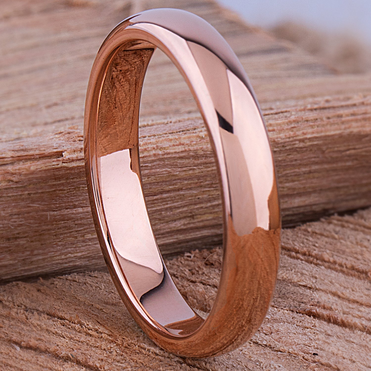  Tungsten Ring with Rose Gold - 4mm Width