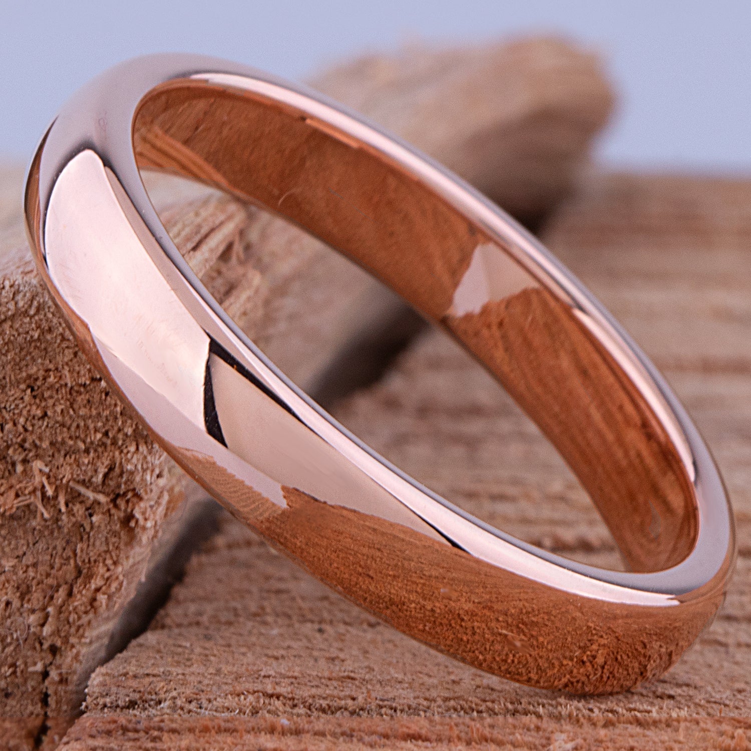  Tungsten Ring with Rose Gold - 4mm Width