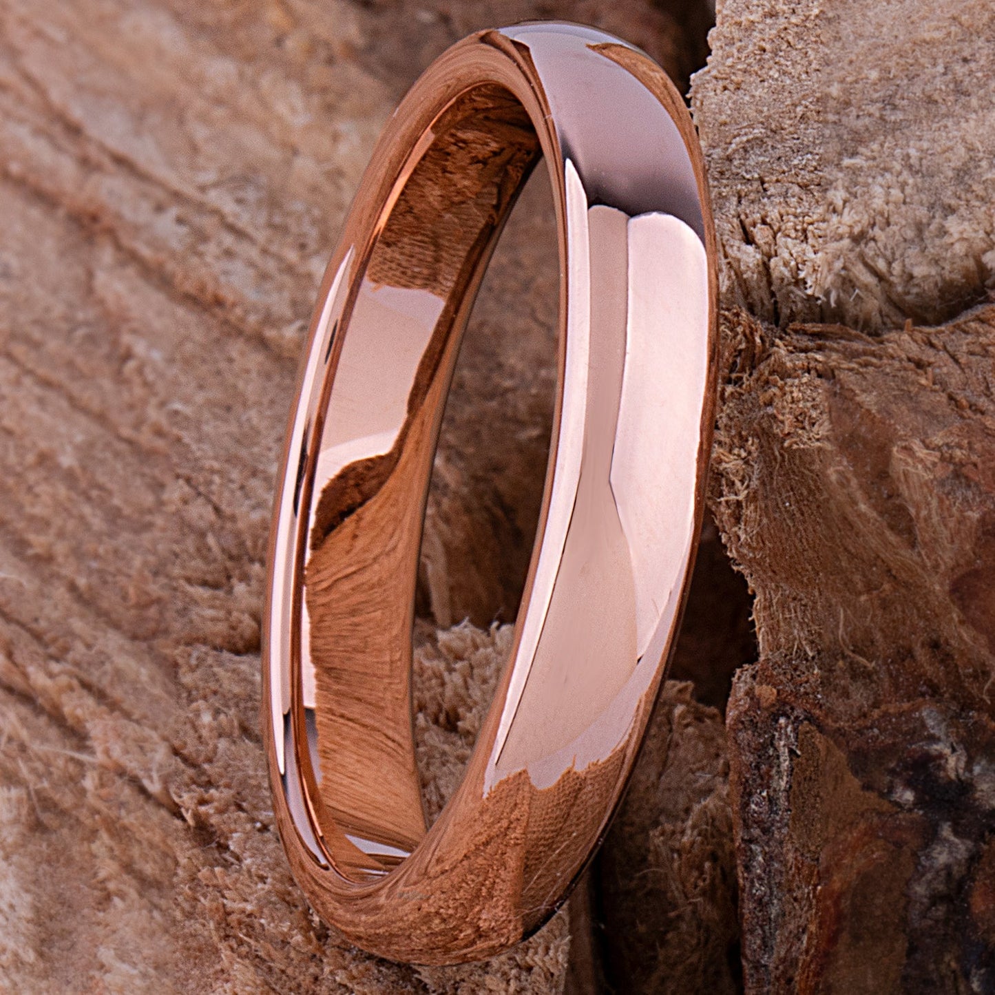  Tungsten Ring with Rose Gold - 4mm Width