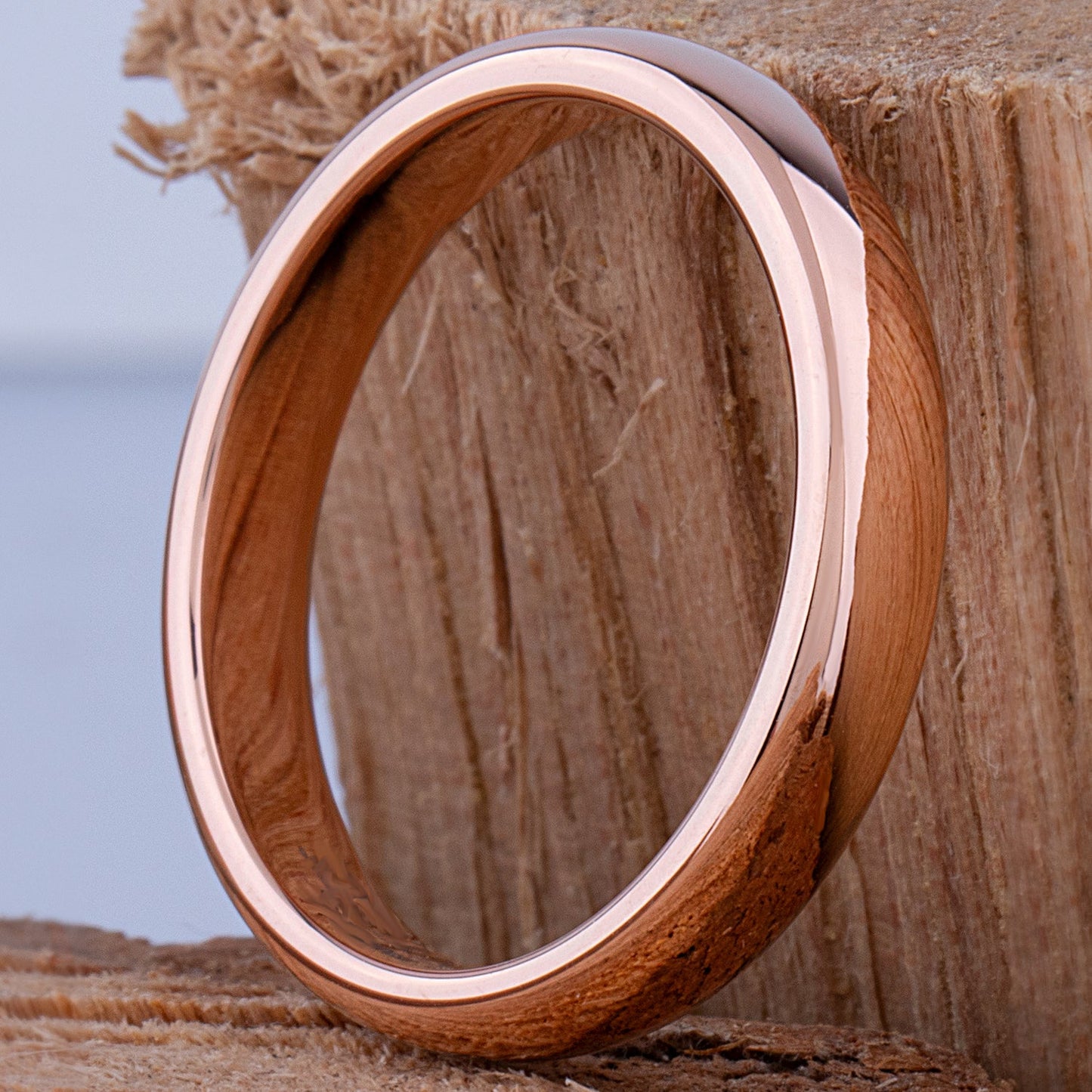  Tungsten Ring with Rose Gold - 4mm Width