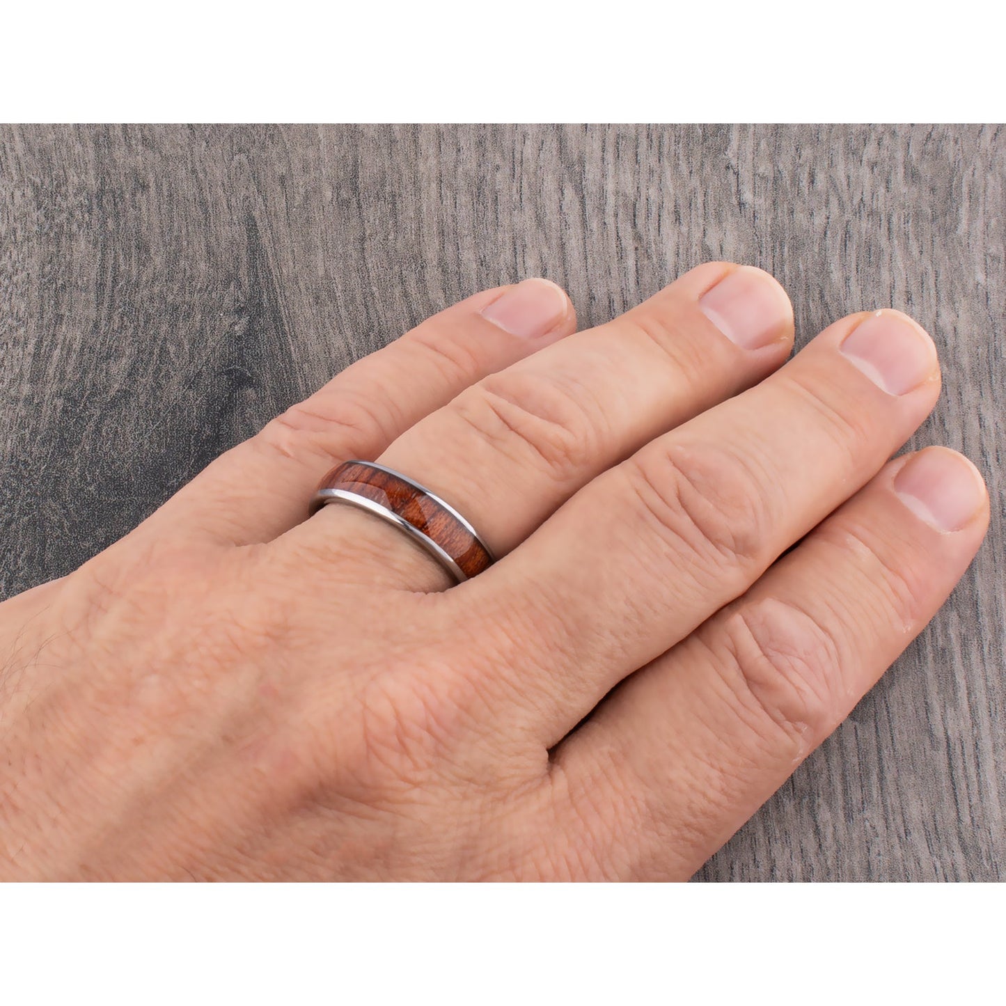 Tungsten Ring with Padauk Wood Inlay - 6mm Width