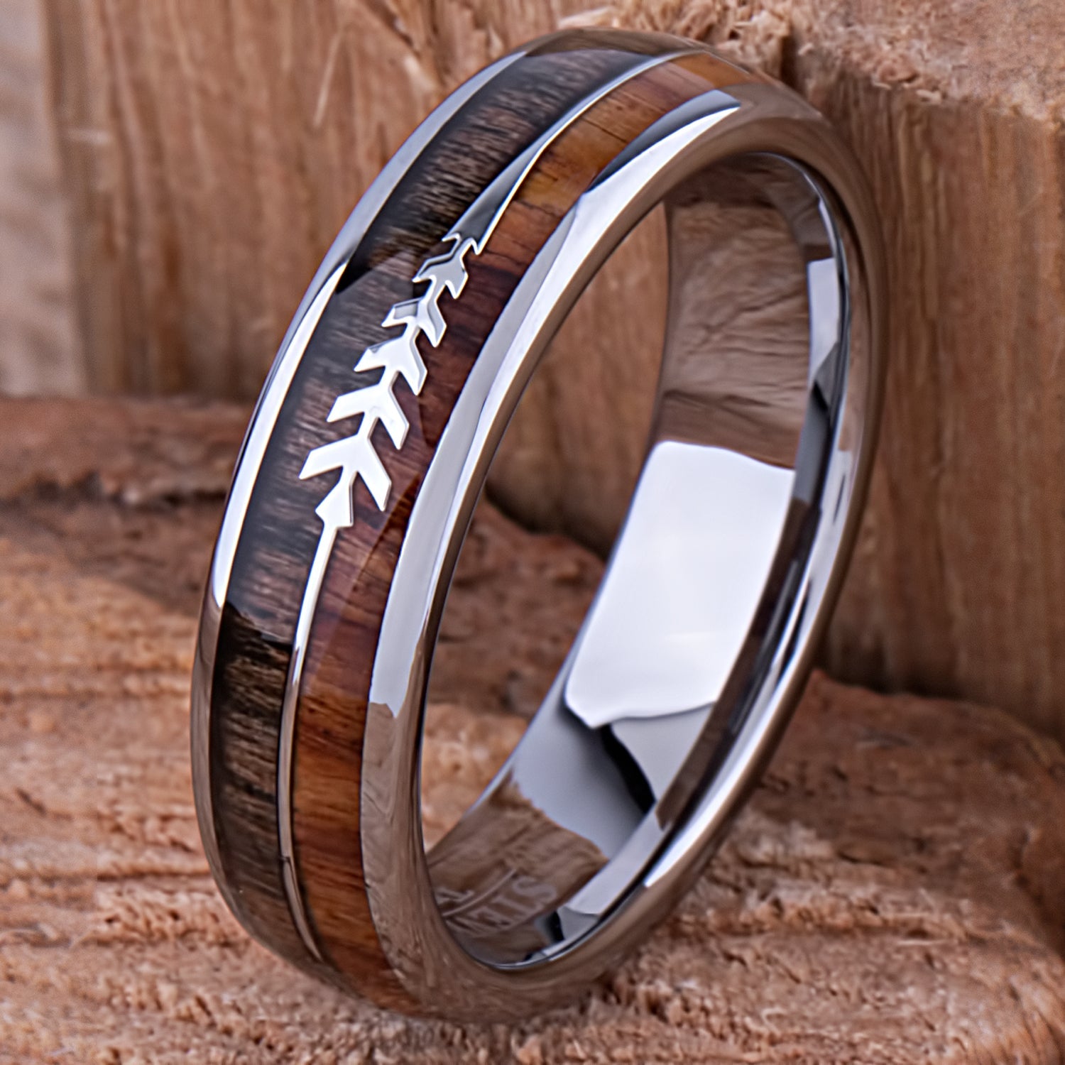 Tungsten Ring with Koa and Black Zebra Wood - 6mm Width