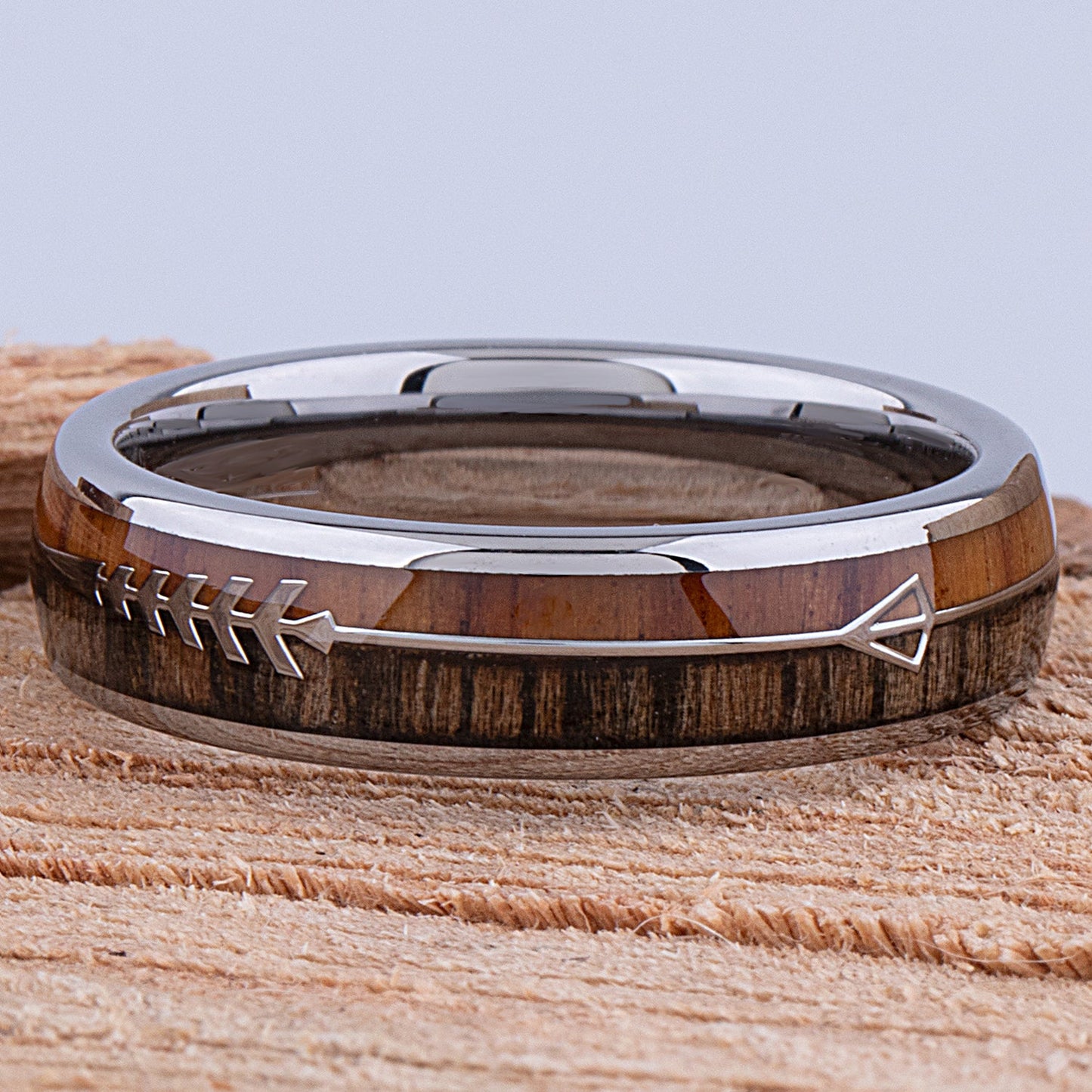 Tungsten Ring with Koa and Black Zebra Wood - 6mm Width