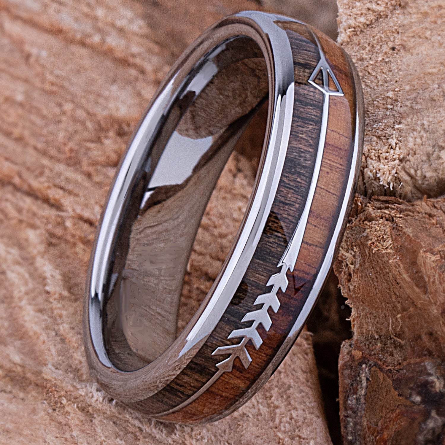 Tungsten Ring with Koa and Black Zebra Wood - 6mm Width