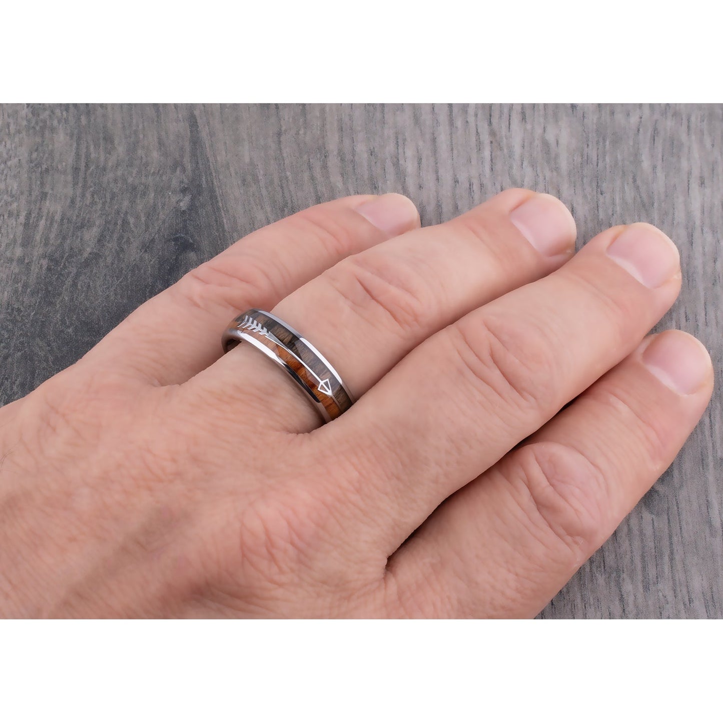 Tungsten Ring with Koa and Black Zebra Wood - 6mm Width