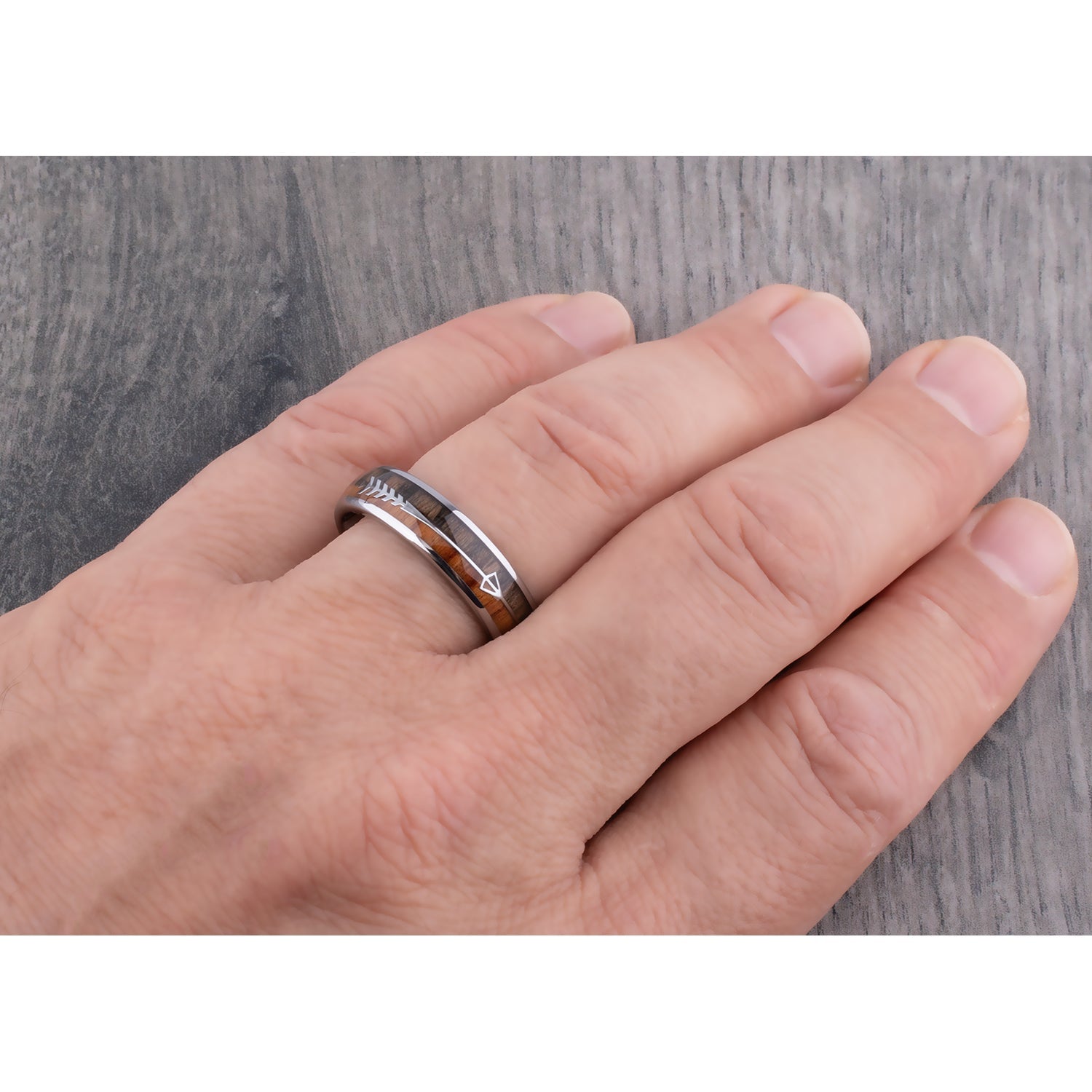 Tungsten Ring with Koa and Black Zebra Wood - 6mm Width