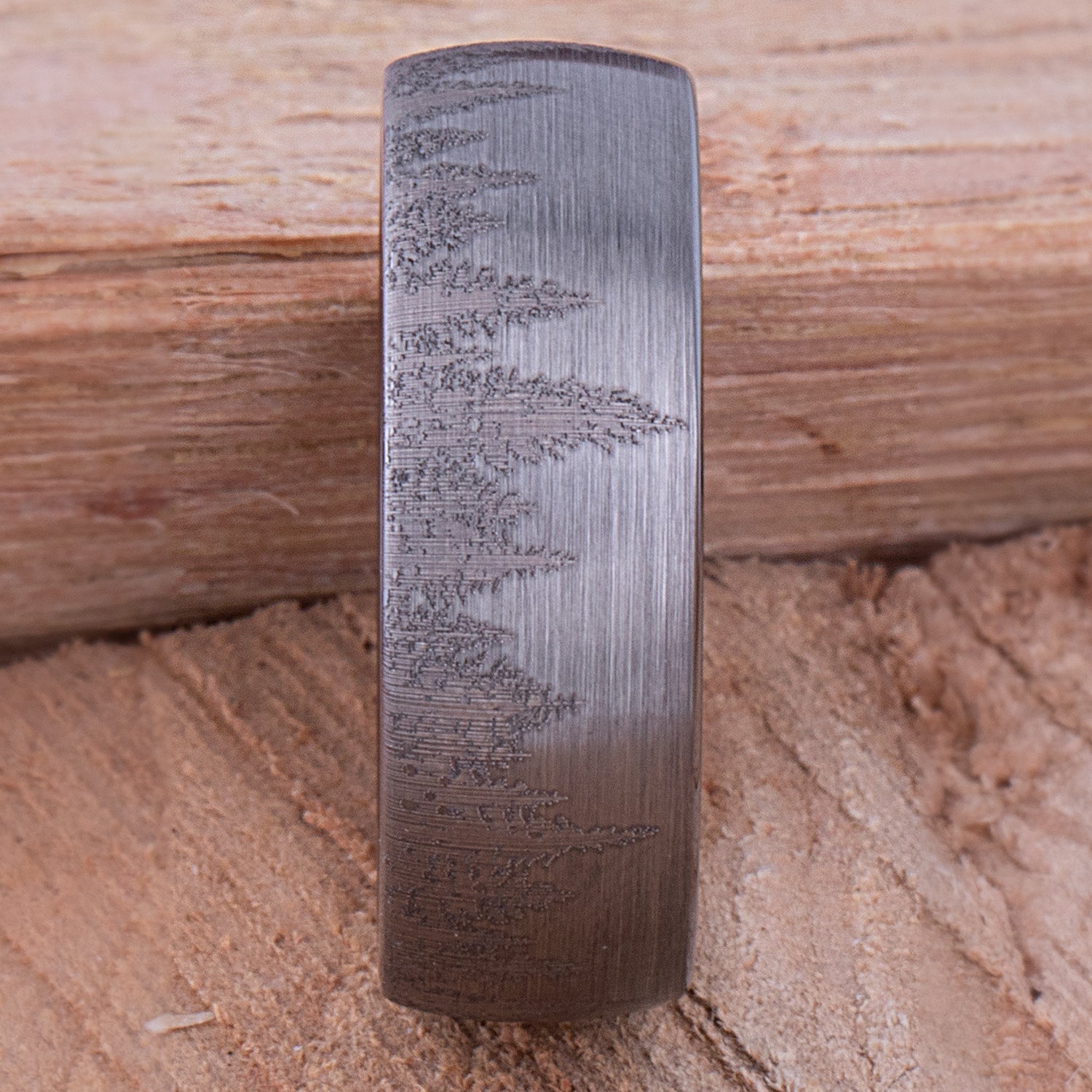 Forest Tungsten Ring for Wedding Band or Mans Engagement Ring 8mm Wide, Mens Promise Ring or Anniversary Band For Him, Tree Tungsten Ring