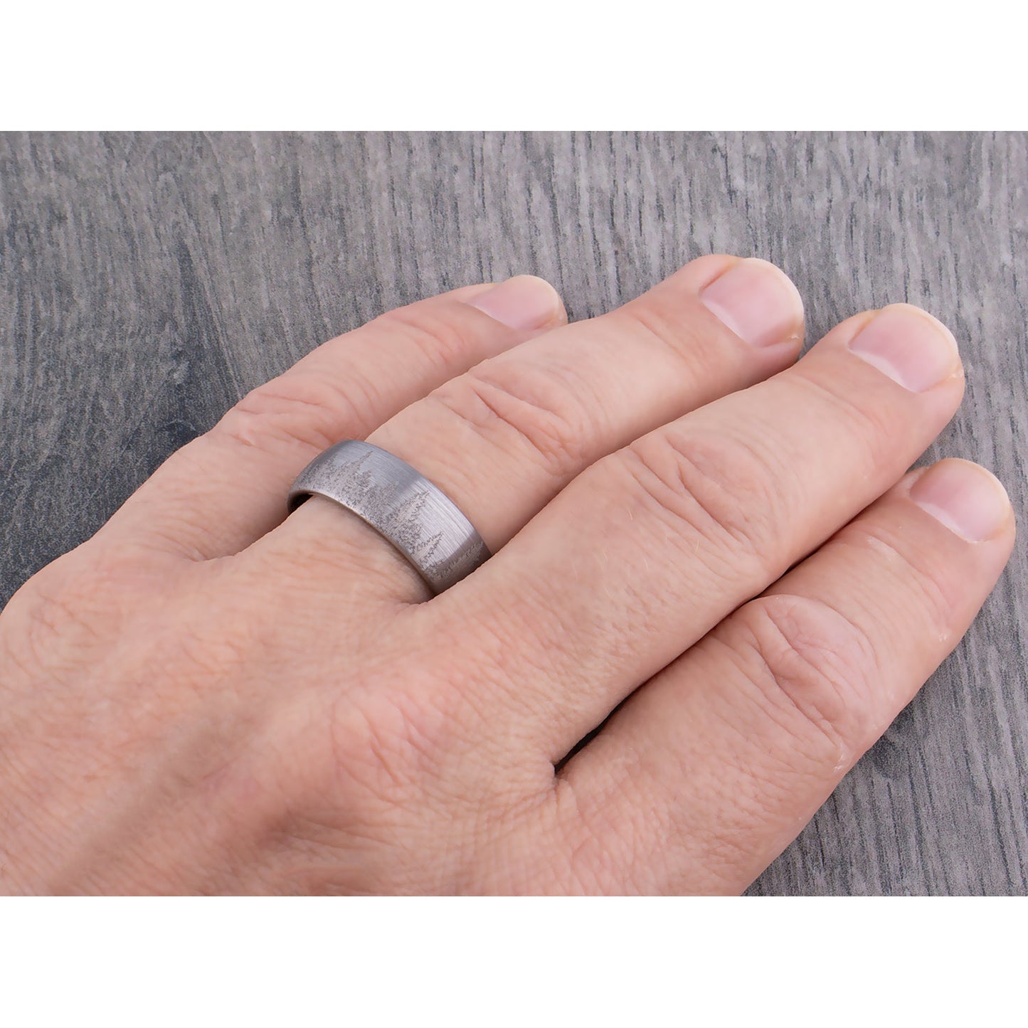 Forest Tungsten Ring for Wedding Band or Mans Engagement Ring 8mm Wide, Mens Promise Ring or Anniversary Band For Him, Tree Tungsten Ring