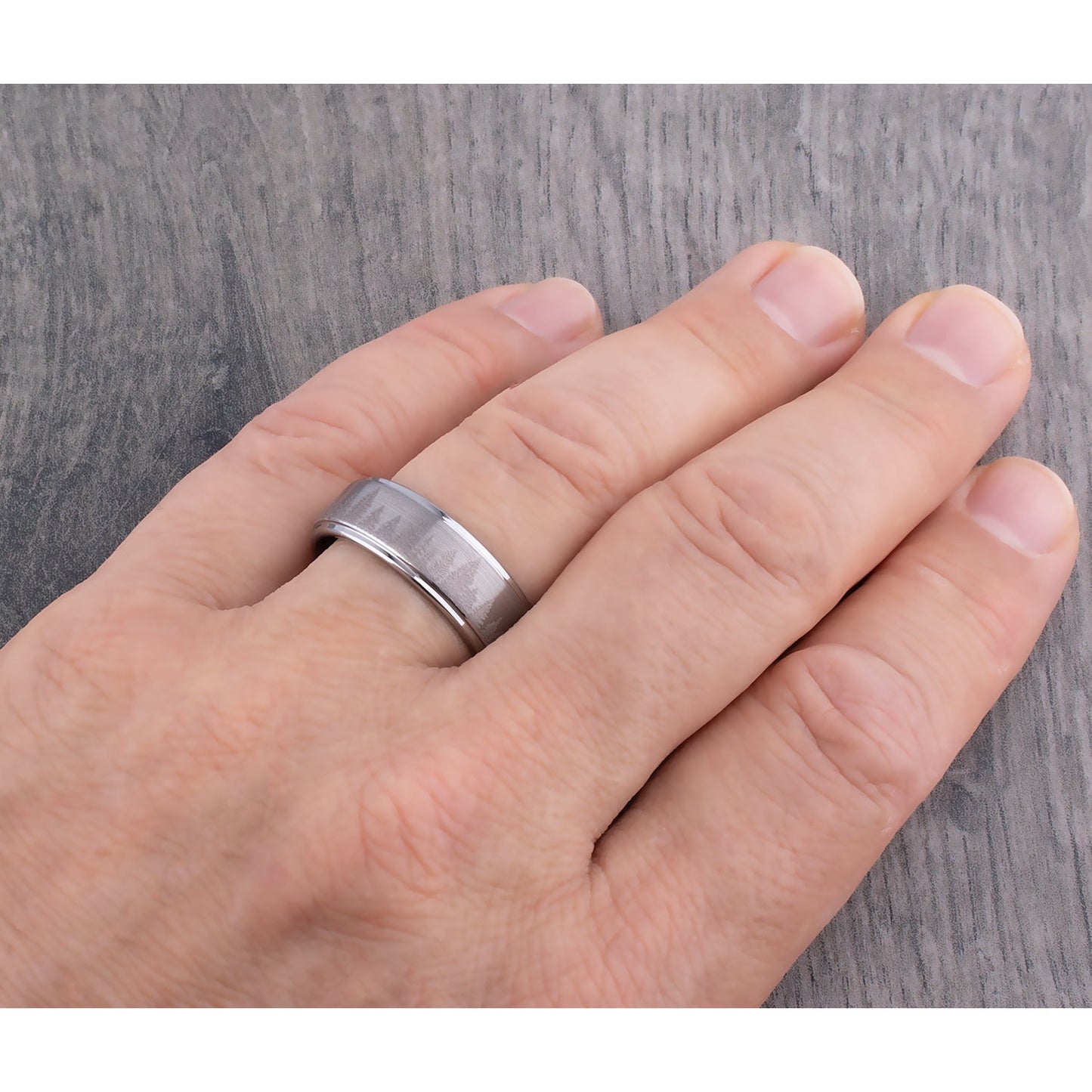 Forest Tungsten Band for Wedding or Engagement 8mm Wide, Mens Promise Ring, Anniversary Band For Man or Woman, Tungsten Ring Tree Design