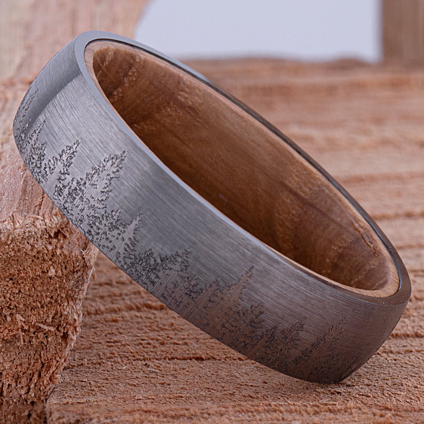  Tungsten Ring with Whiskey Barrel - 6mm Width