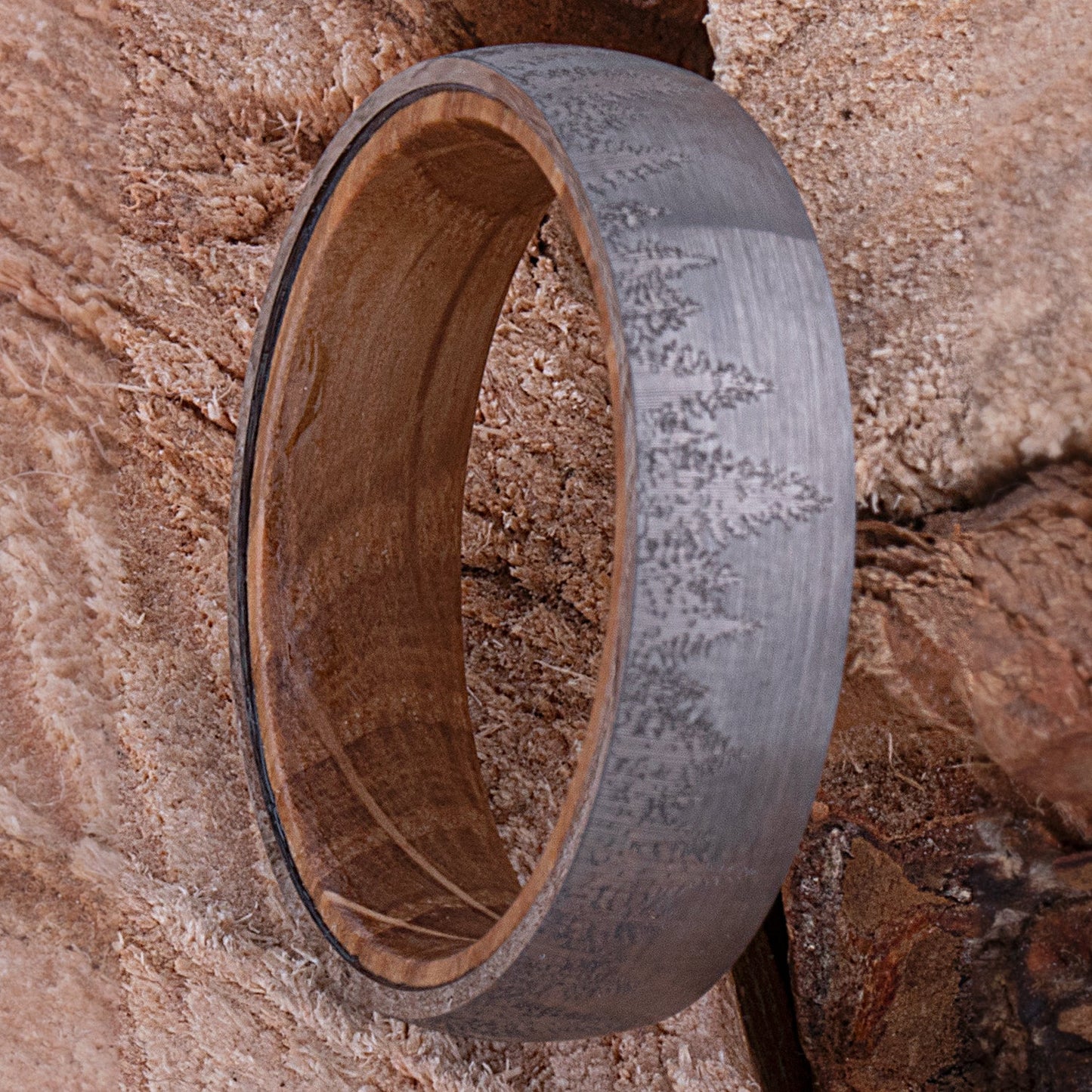  Tungsten Ring with Whiskey Barrel - 6mm Width