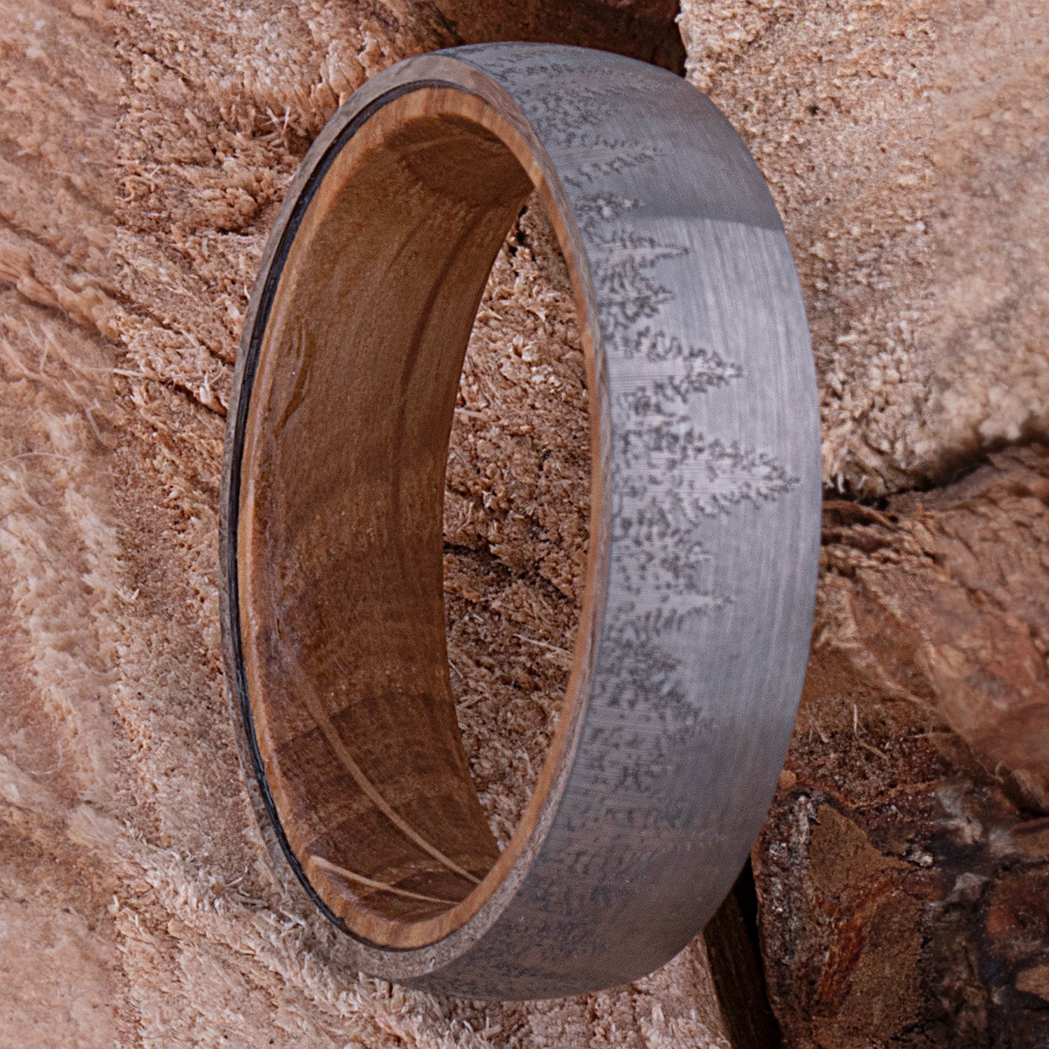  Tungsten Ring with Whiskey Barrel - 6mm Width