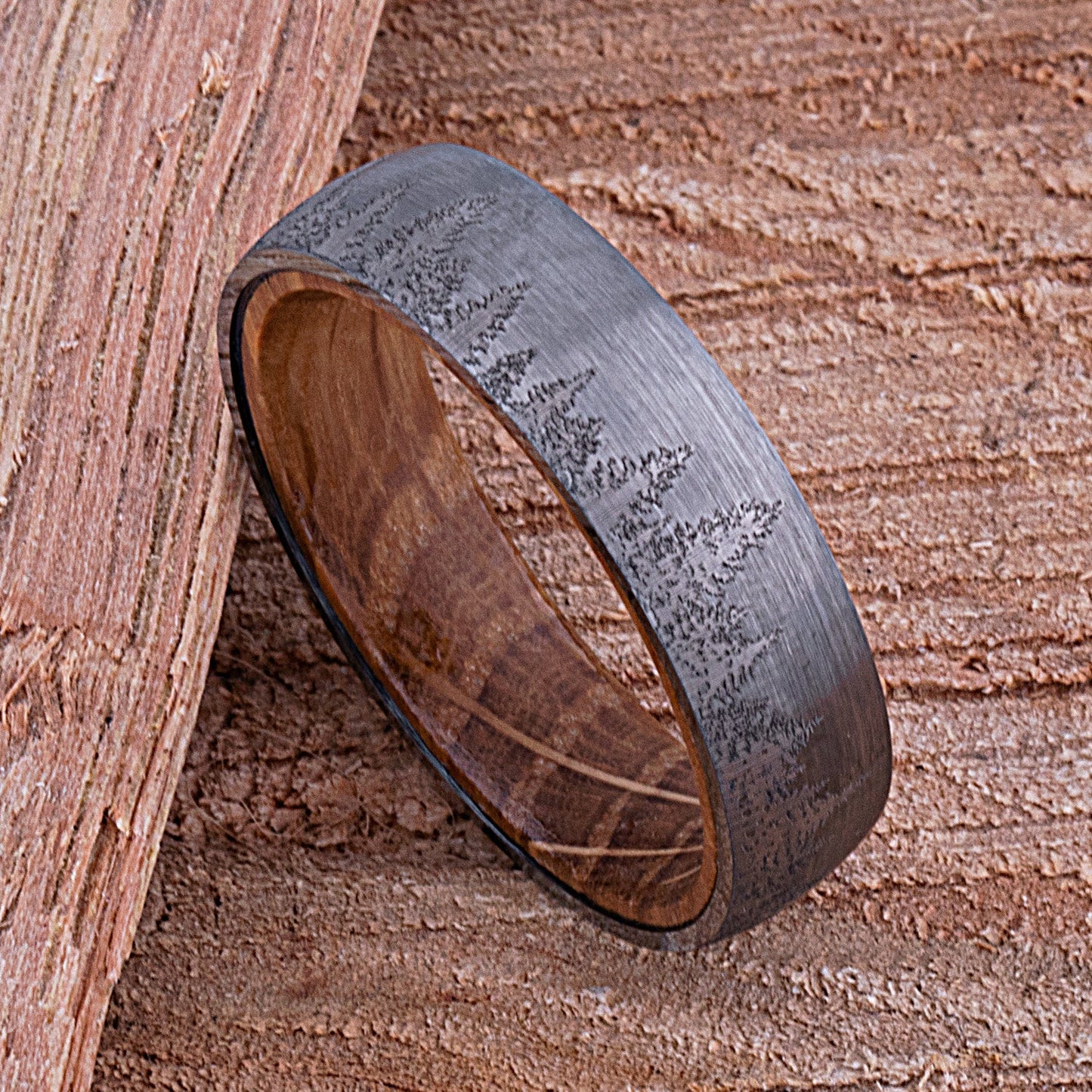  Tungsten Ring with Whiskey Barrel - 6mm Width