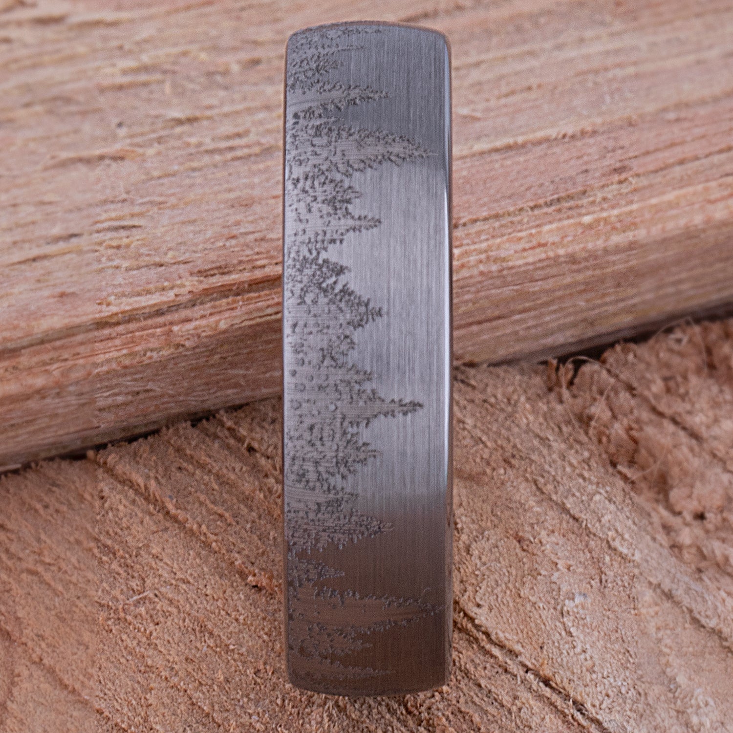 Forest Tungsten Ring for Weddings or Engagements 6mm Wide, Promise Ring or Anniversary Band For Men or Women, Unique Outdoor Unisex Style
