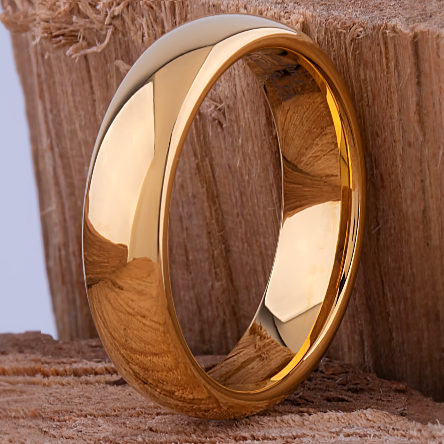  Tungsten Ring with Yellow Gold - 6mm Width
