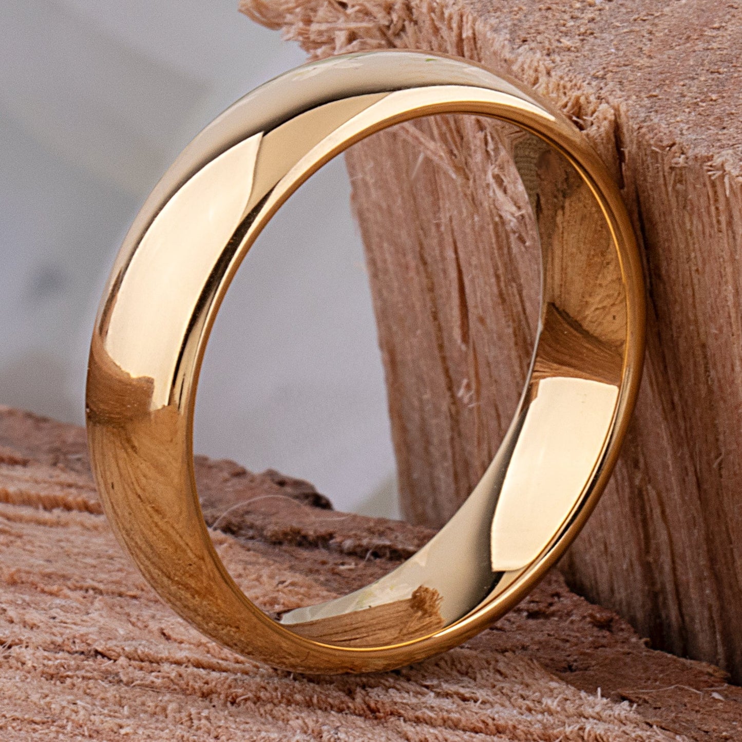  Tungsten Ring with Yellow Gold - 6mm Width