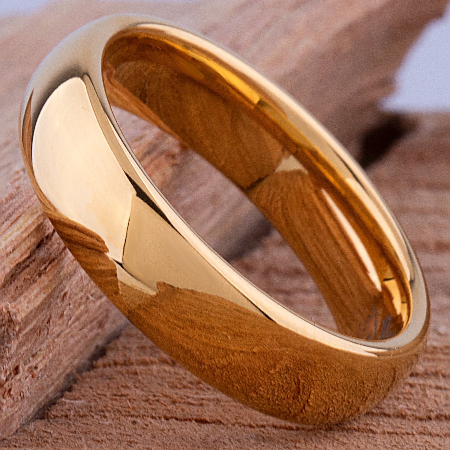  Tungsten Ring with Yellow Gold - 6mm Width