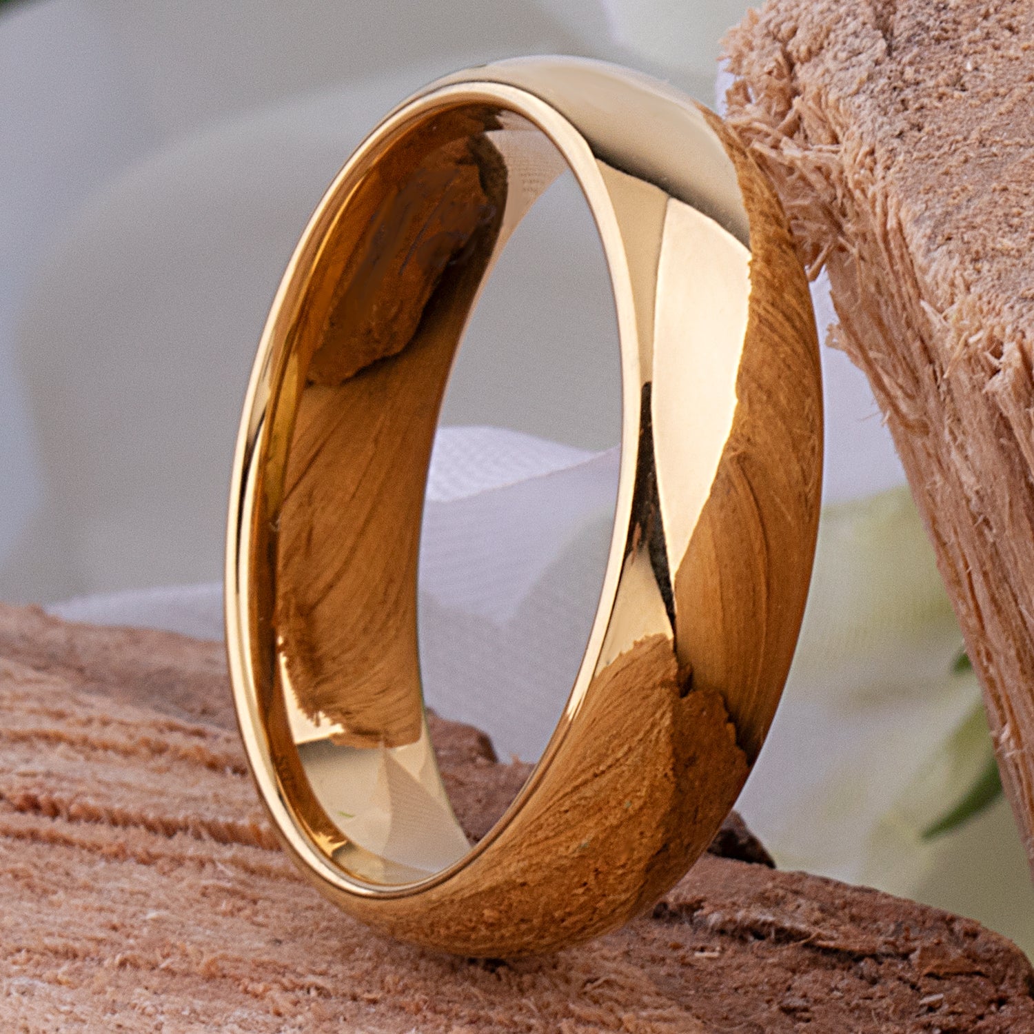  Tungsten Ring with Yellow Gold - 6mm Width