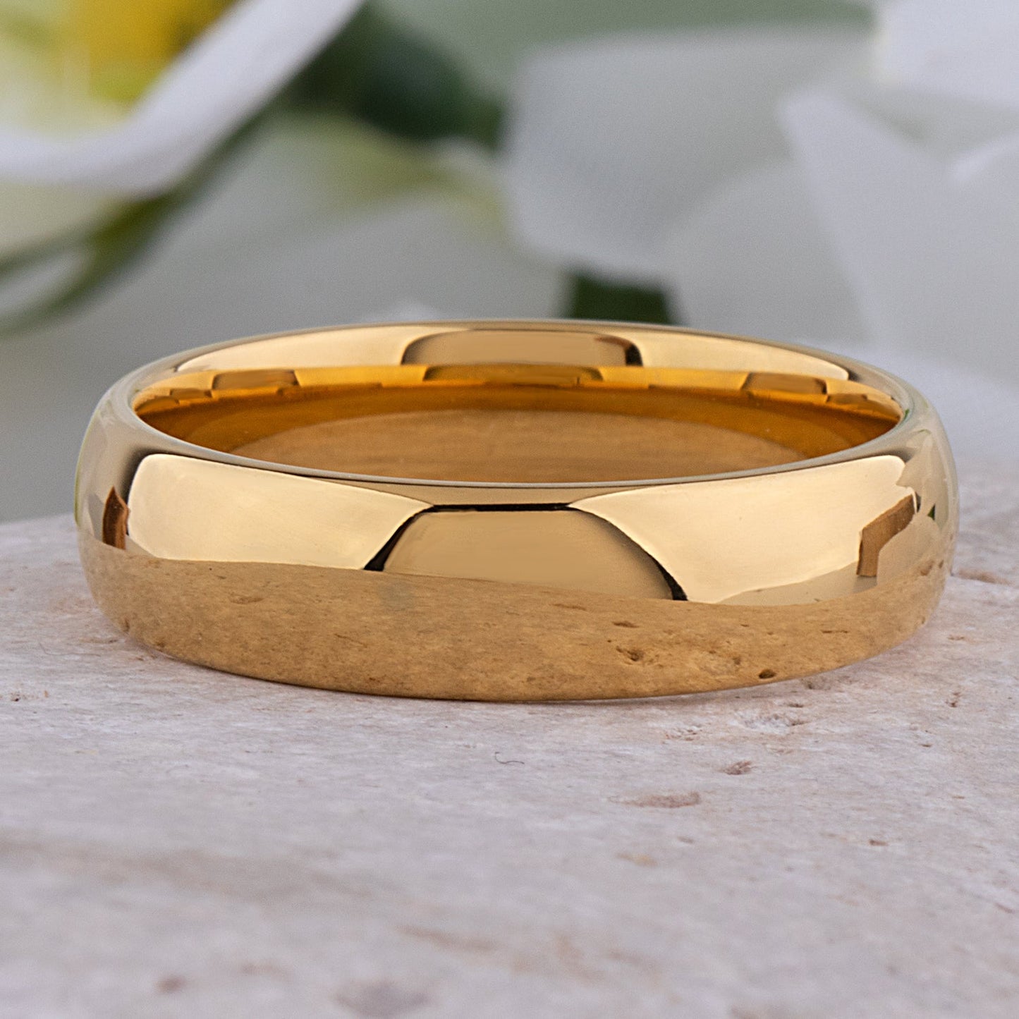  Tungsten Ring with Yellow Gold - 6mm Width