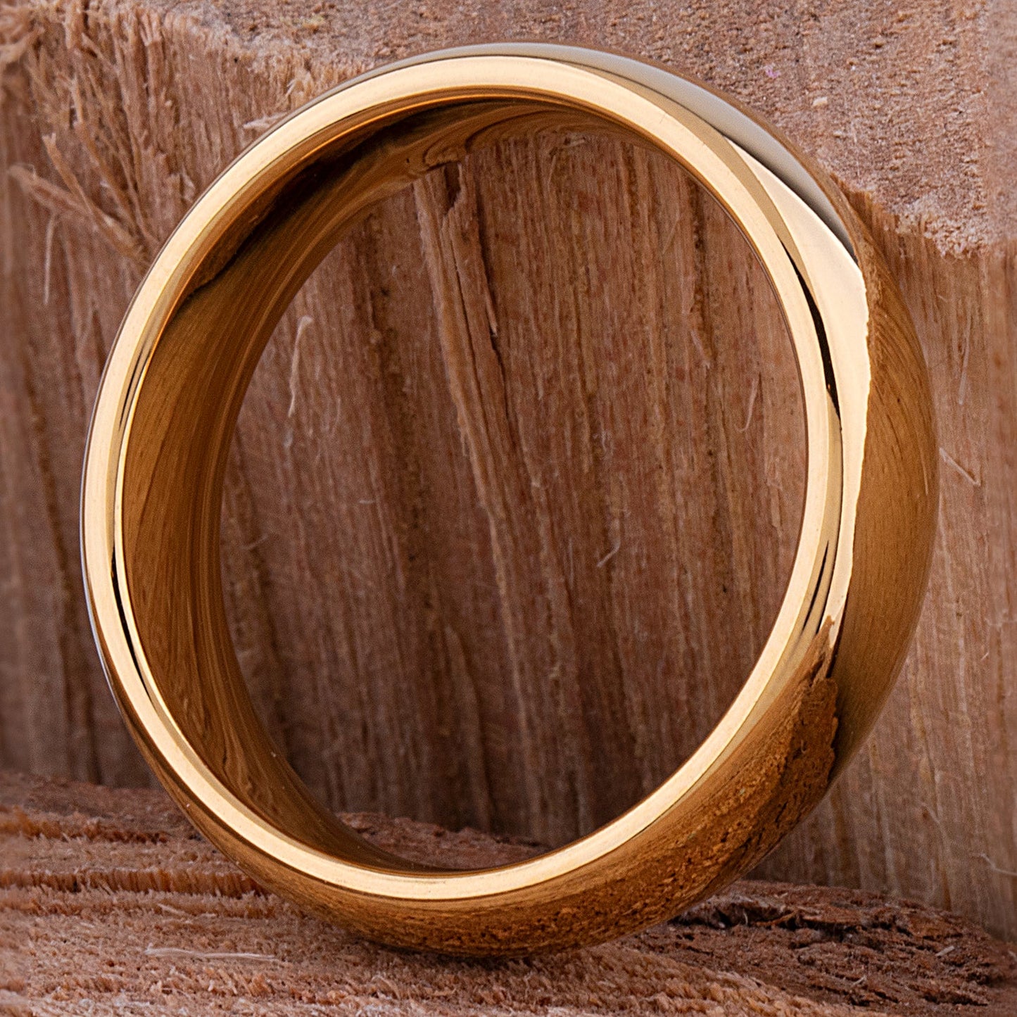  Tungsten Ring with Yellow Gold - 6mm Width