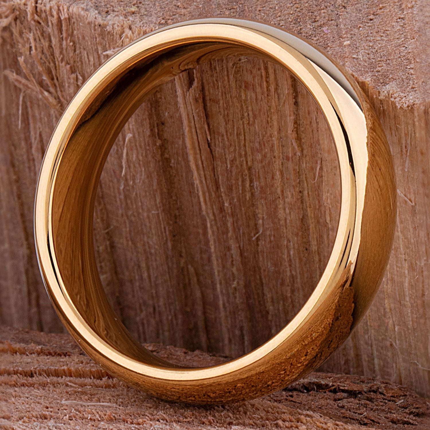  Tungsten Ring with Yellow Gold - 6mm Width