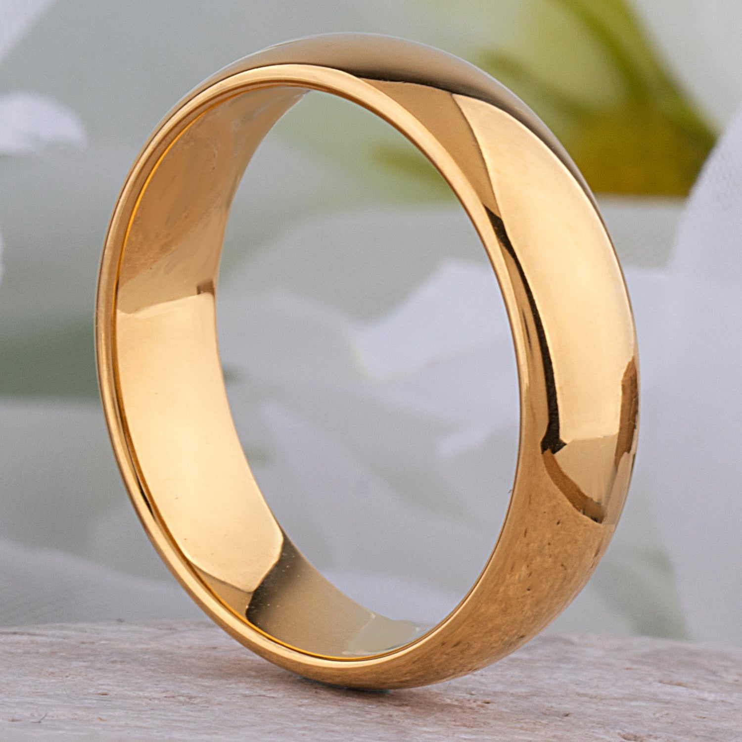  Tungsten Ring with Yellow Gold - 6mm Width