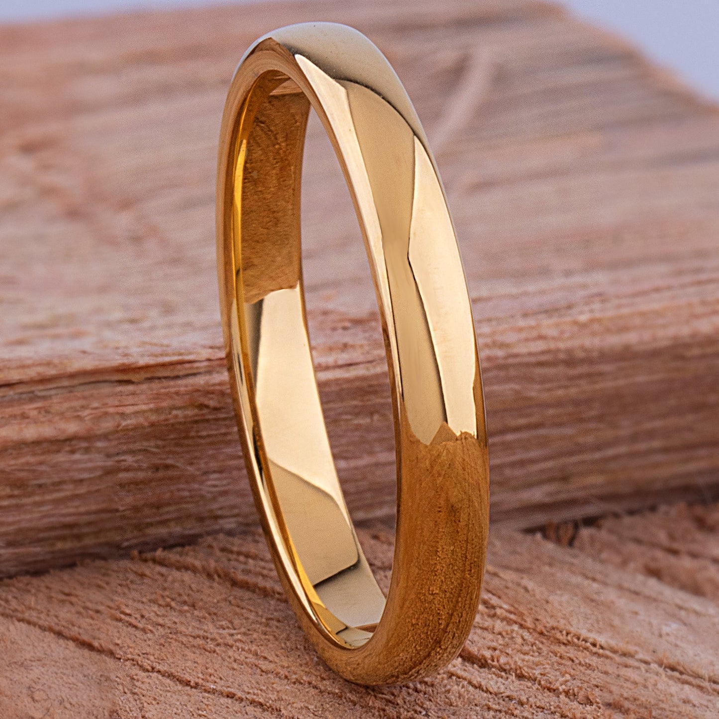 Tungsten Ring with Yellow Gold - 3mm Width
