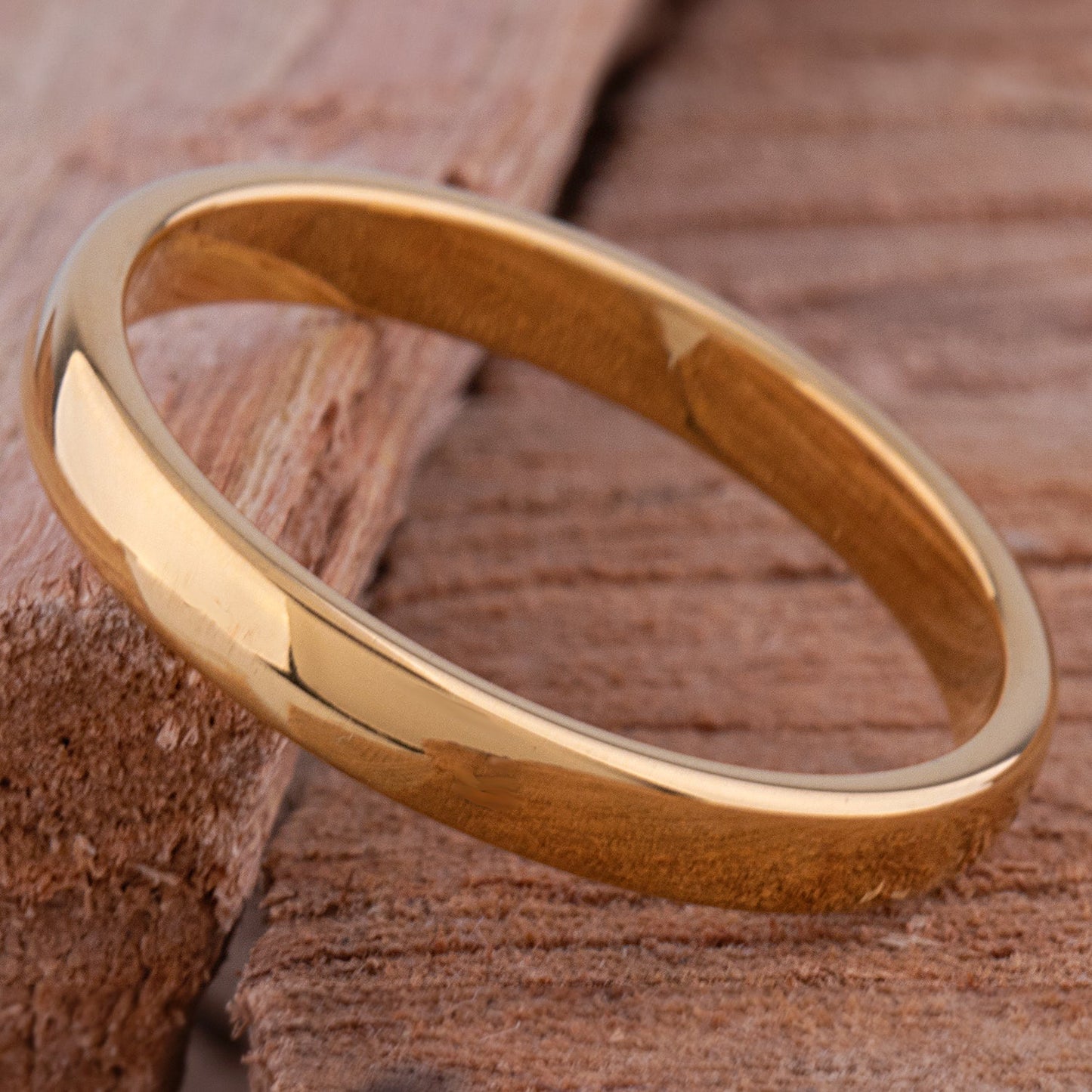 Tungsten Ring with Yellow Gold - 3mm Width