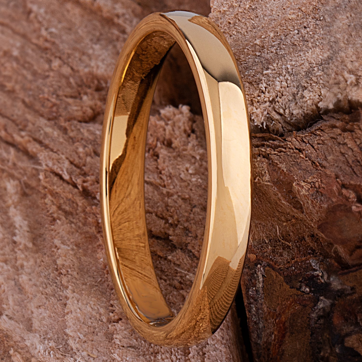 Tungsten Ring with Yellow Gold - 3mm Width